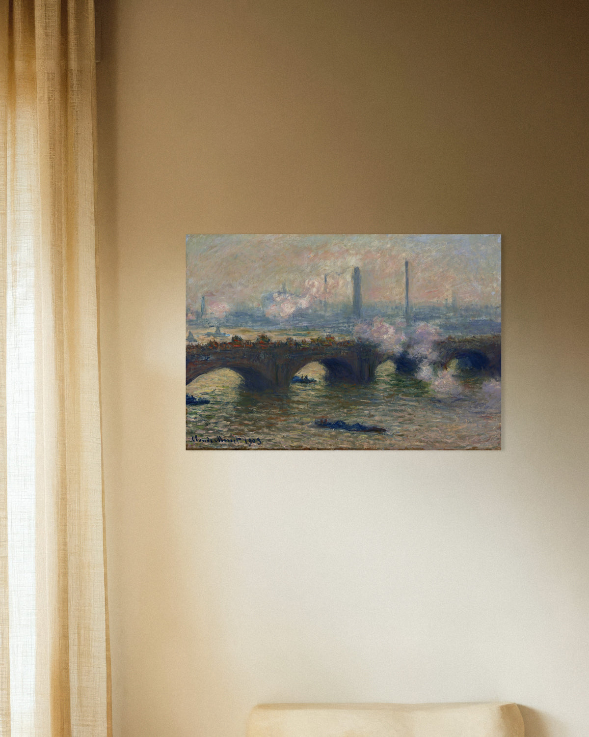Poster A Ponte de Waterloo, Dia Cinzento (1903), de Claude Monet