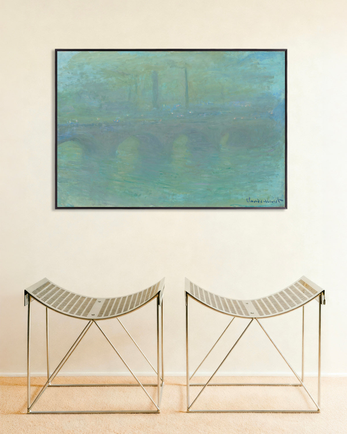 Poster A Ponte de Waterloo, Londres, ao Anoitecer (1904), de Claude Monet, com moldura de metal