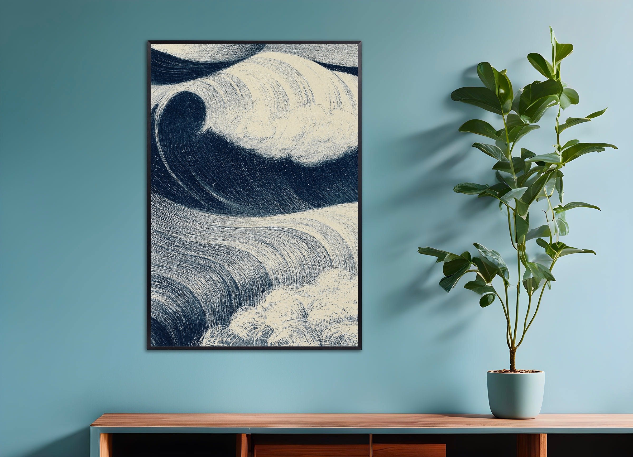 Poster of Wave Poster, with metal frame