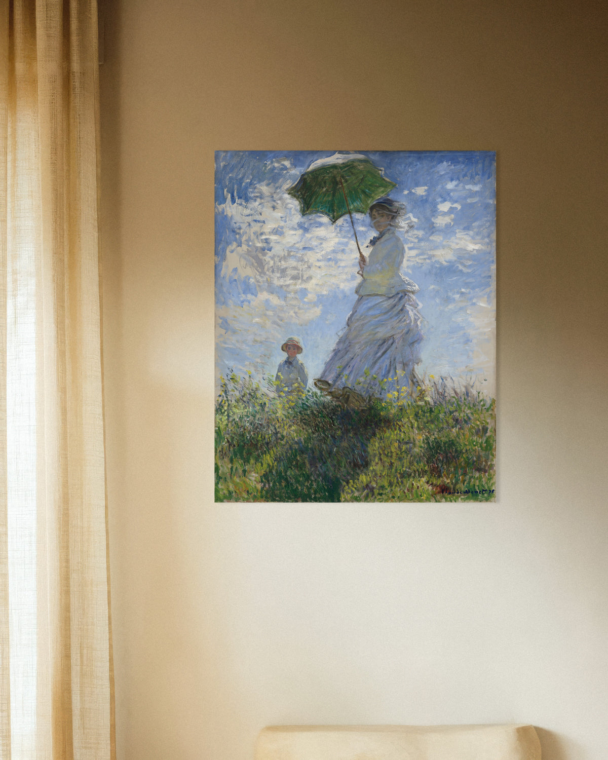 Poster Mulher com Sombrinha, Madame Monet e o Filho (1875), de Claude Monet