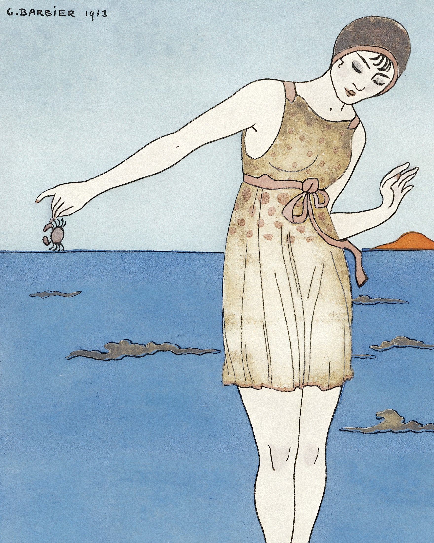 "Costume de Bain" por Georges Barbier (1913) - Pôster Art Deco Poster