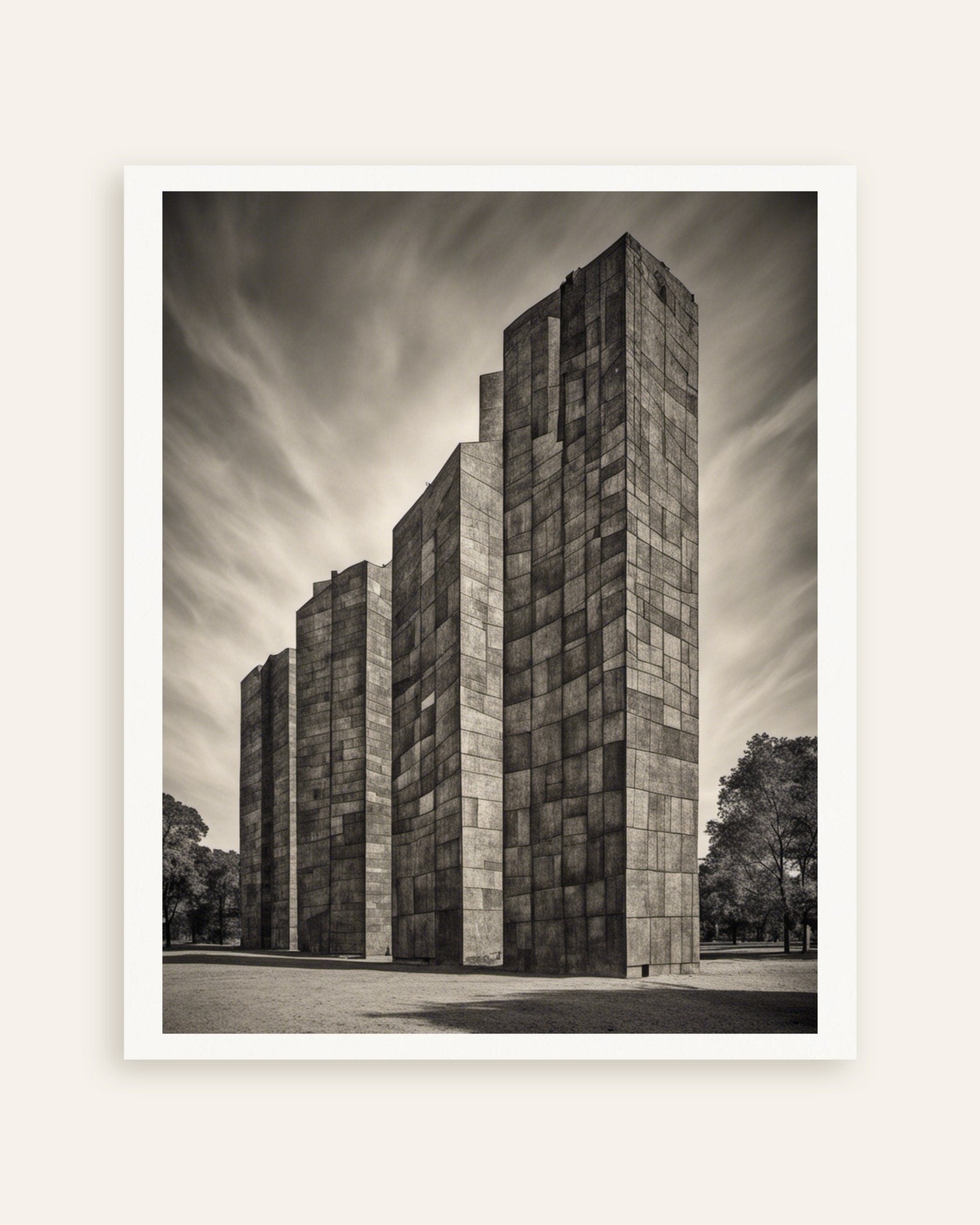 Poster of Abstract compositions with fanciful shapes, brutalist buildings - Poster, thumbnail