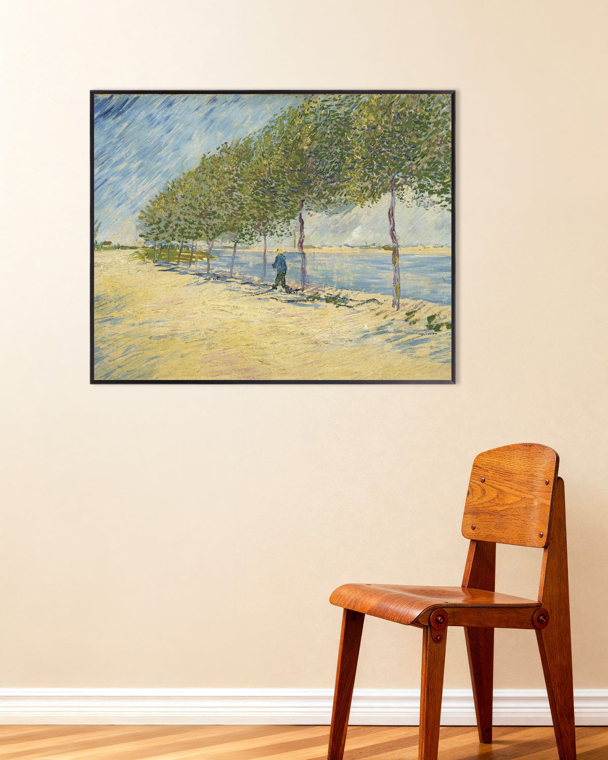 Poster de Ao longo do Sena (1887), de Vincent van Gogh, com moldura de metal