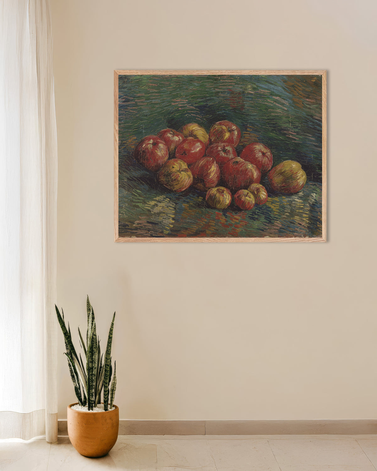Poster de Maçãs (1887), de Vincent van Gogh, com moldura de madeira natural