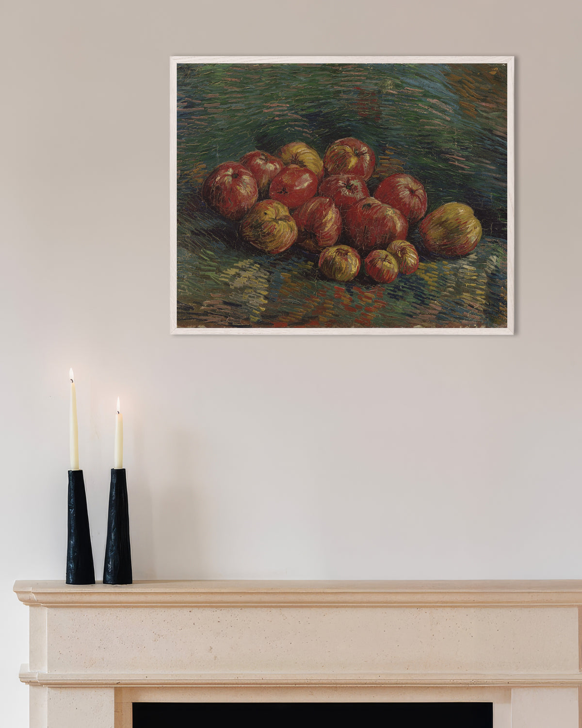 Poster de Maçãs (1887), de Vincent van Gogh, com moldura de madeira branca