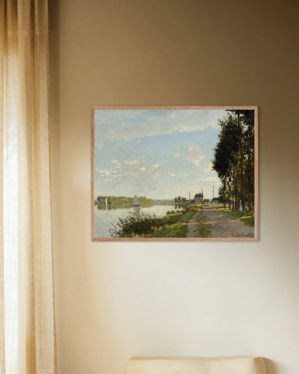 Poster Argenteuil (c. 1872), de Claude Monet, com moldura de madeira natural