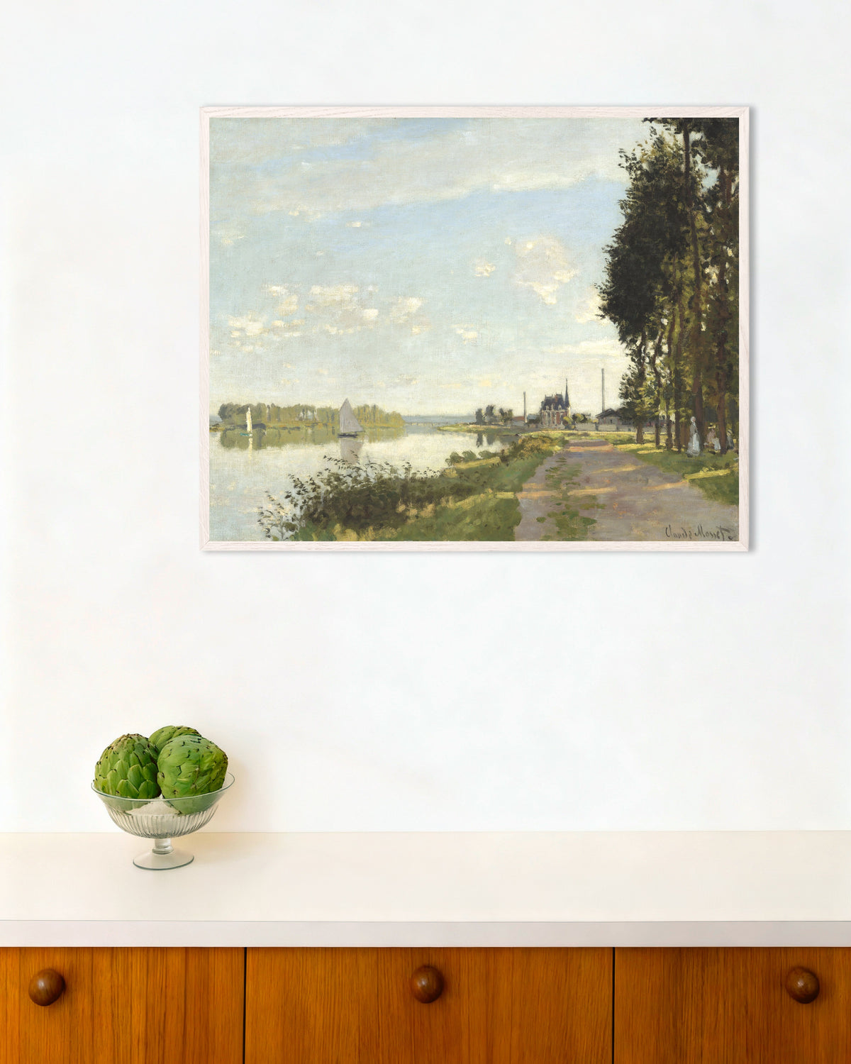 Poster Argenteuil (c. 1872), de Claude Monet, com moldura de madeira branca