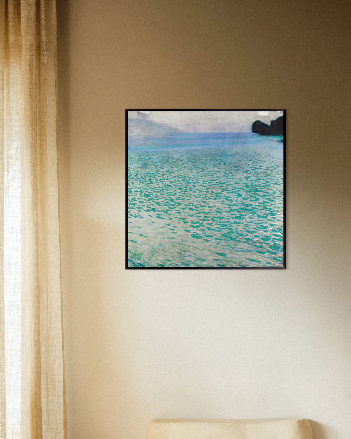 Poster Attersee (1900), de Gustav Klimt, com moldura de metal