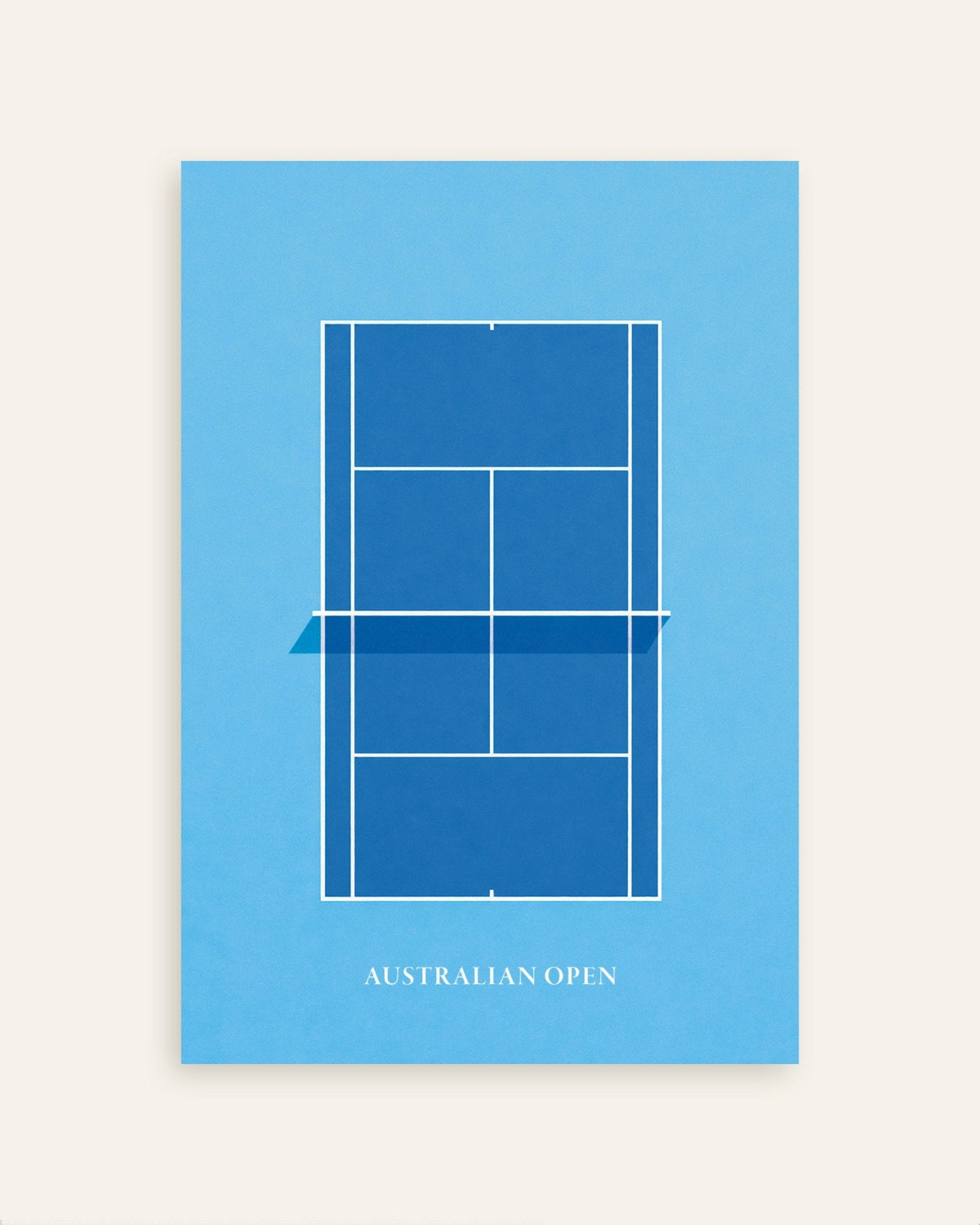 Poster de Ténis do Open da Austrália: arte minimalista de um campo azul, miniatura