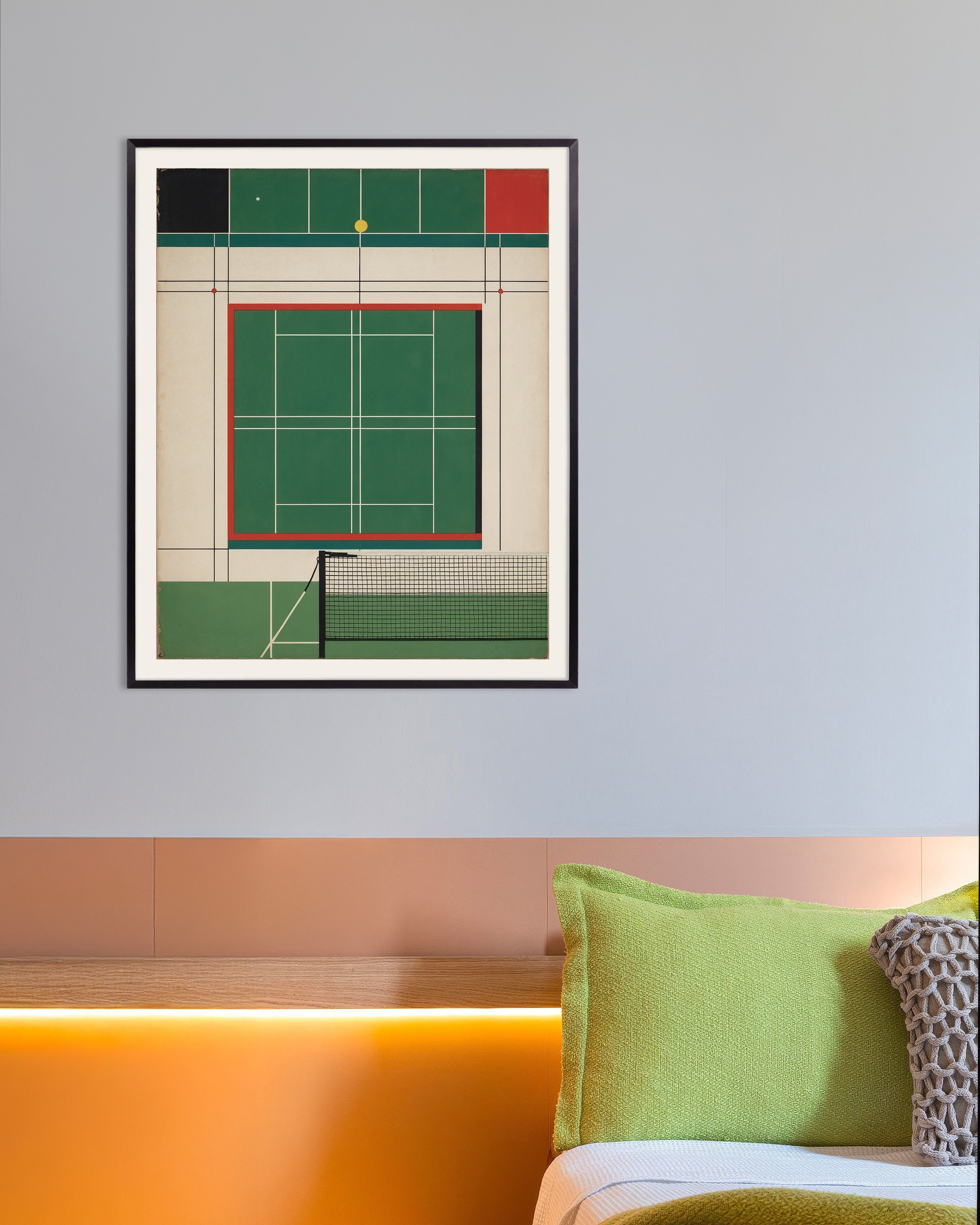 Poster of Bauhaus art, Tennis sport - Poster, with metal frame