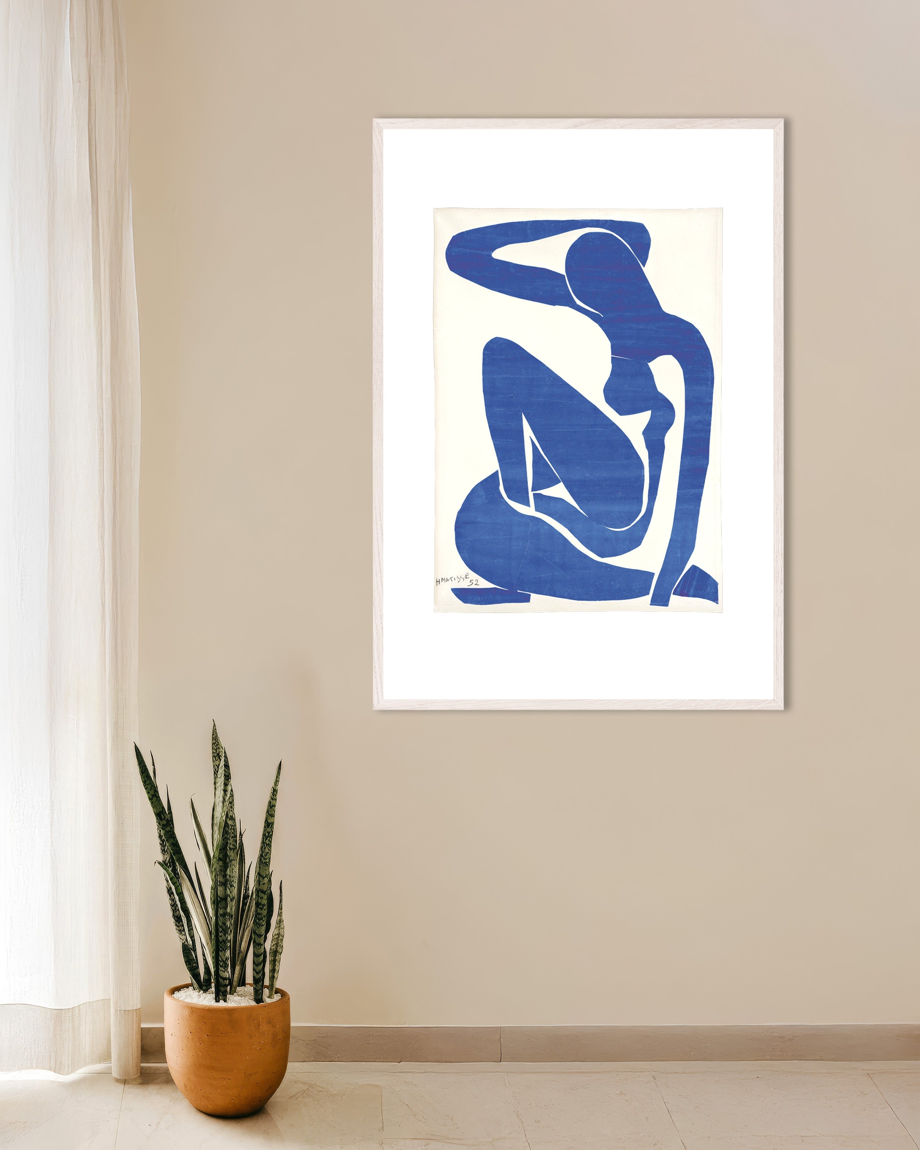 Poster of Blue nude I (1952) by Henri Matisse - Poster, with white wooden frame