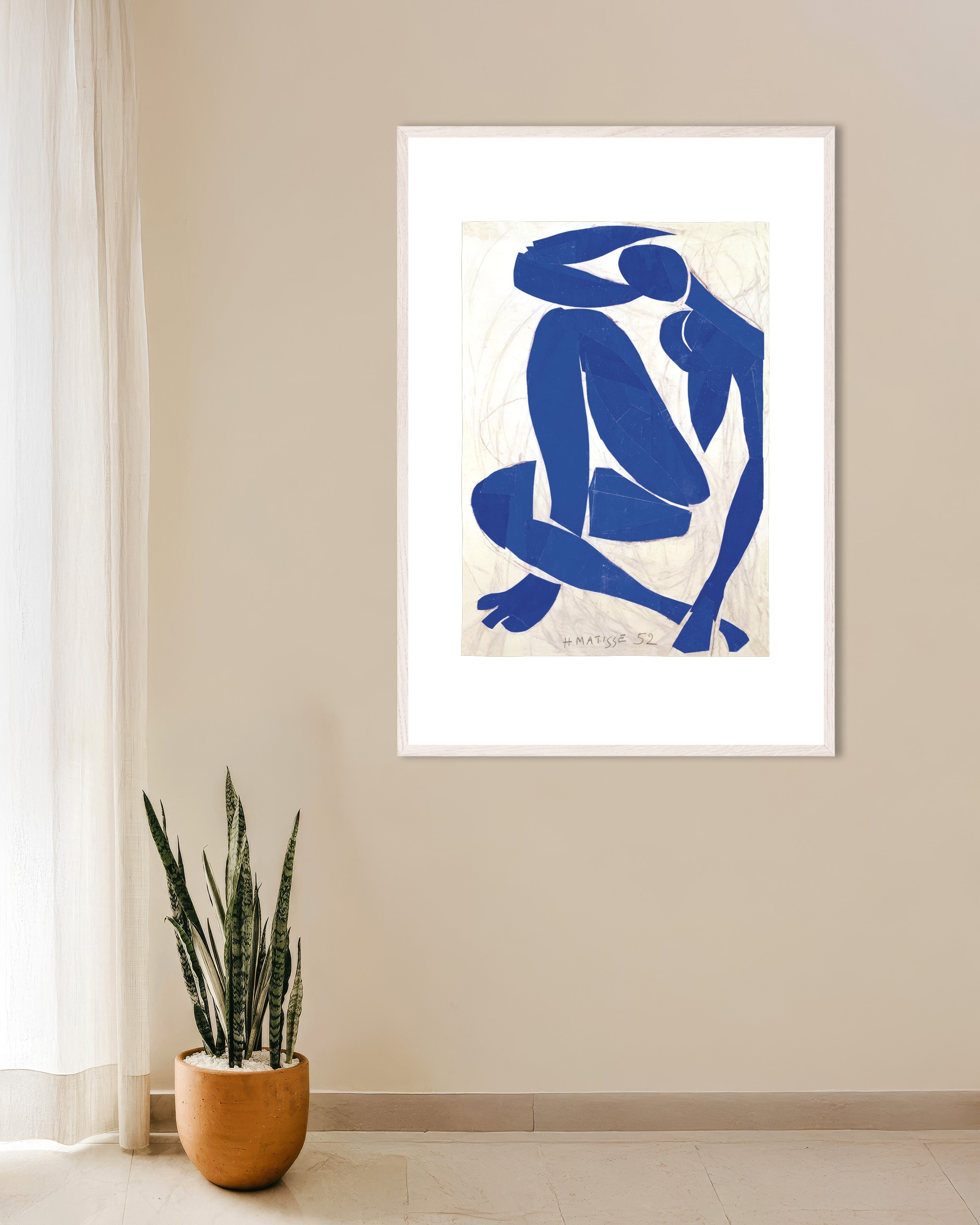 Poster of Blue nude IV (1952) by Henri Matisse - Poster, with white wooden frame