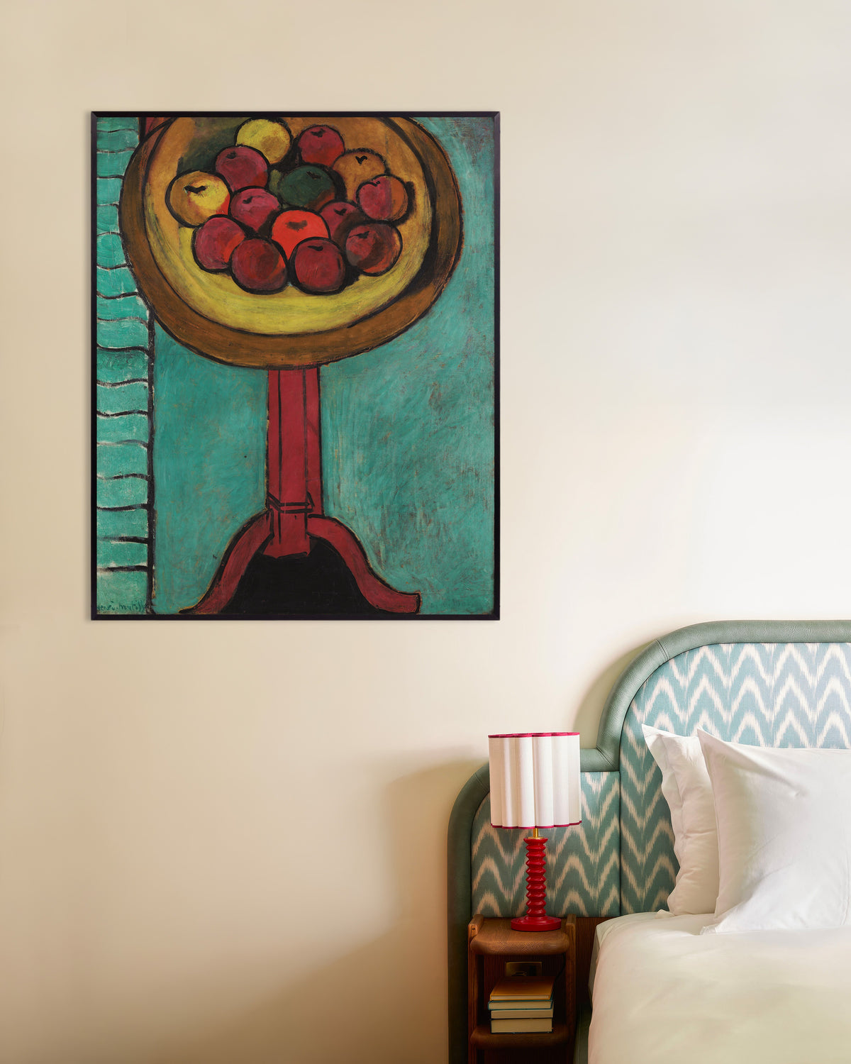 Poster de Taça de maçãs sobre uma mesa (1916), de Henri Matisse, com moldura metálica