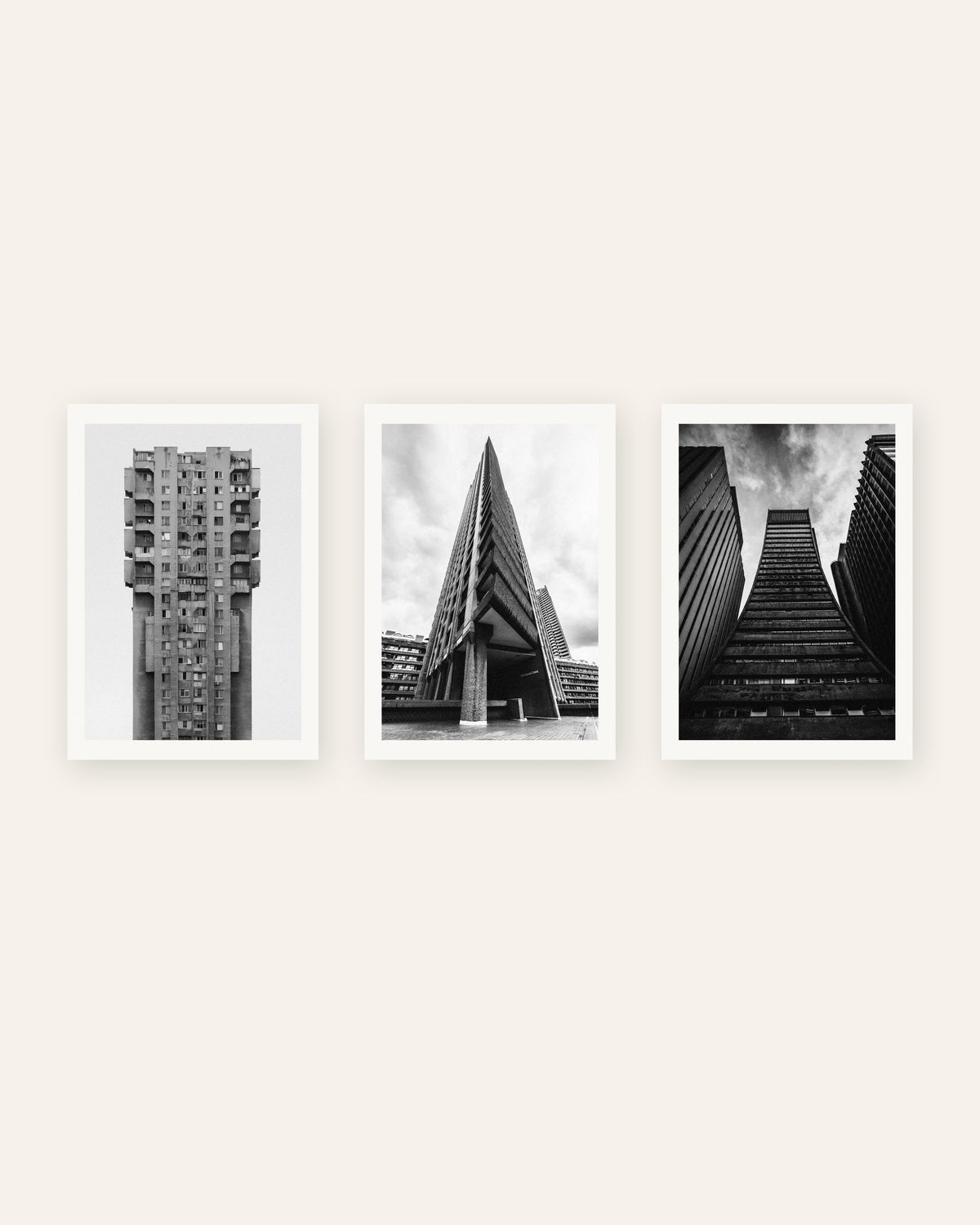 Posters brutalistas, conjunto de 3: torres de betão, sem moldura