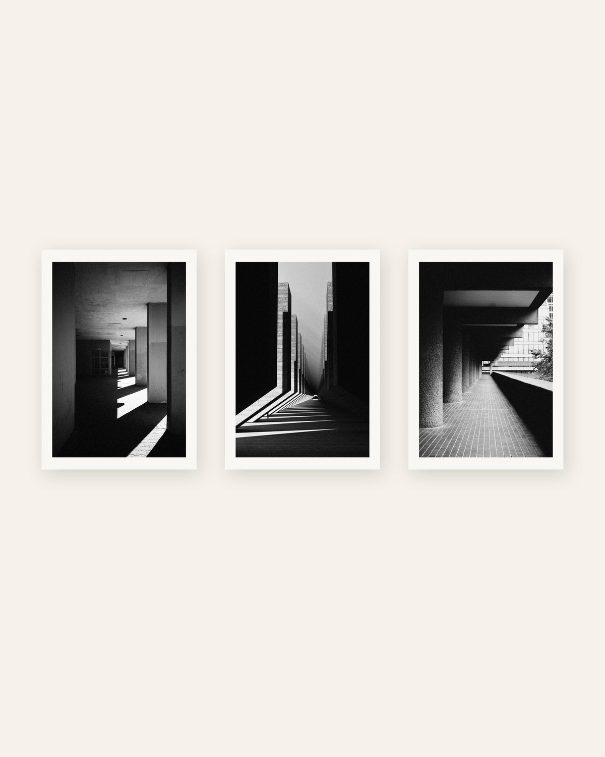 Posters brutalistas, conjunto de 3: luz e sombra, sem moldura
