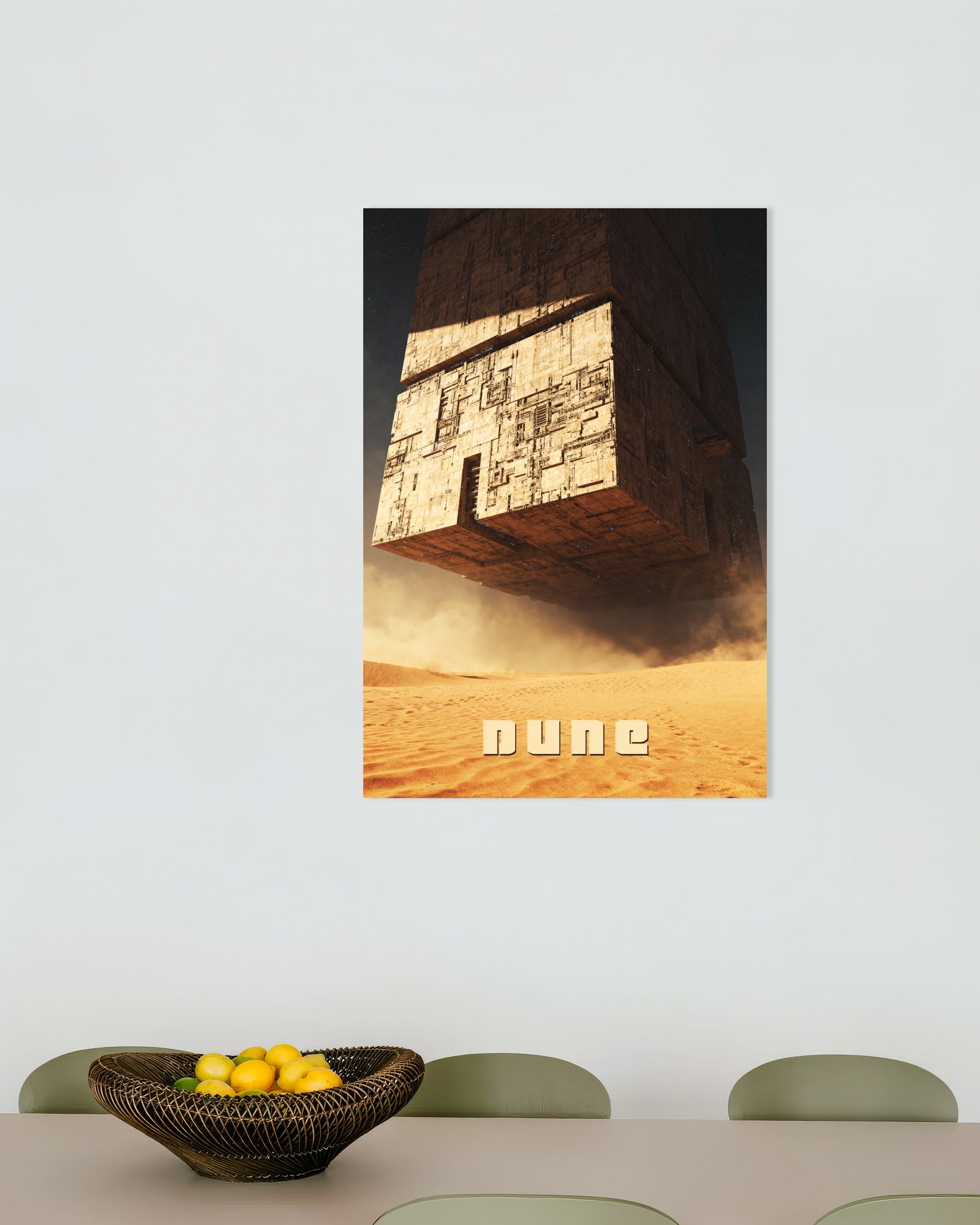 Poster of Colossal Desert Cube, Sci-Fi Megastructure Art Print