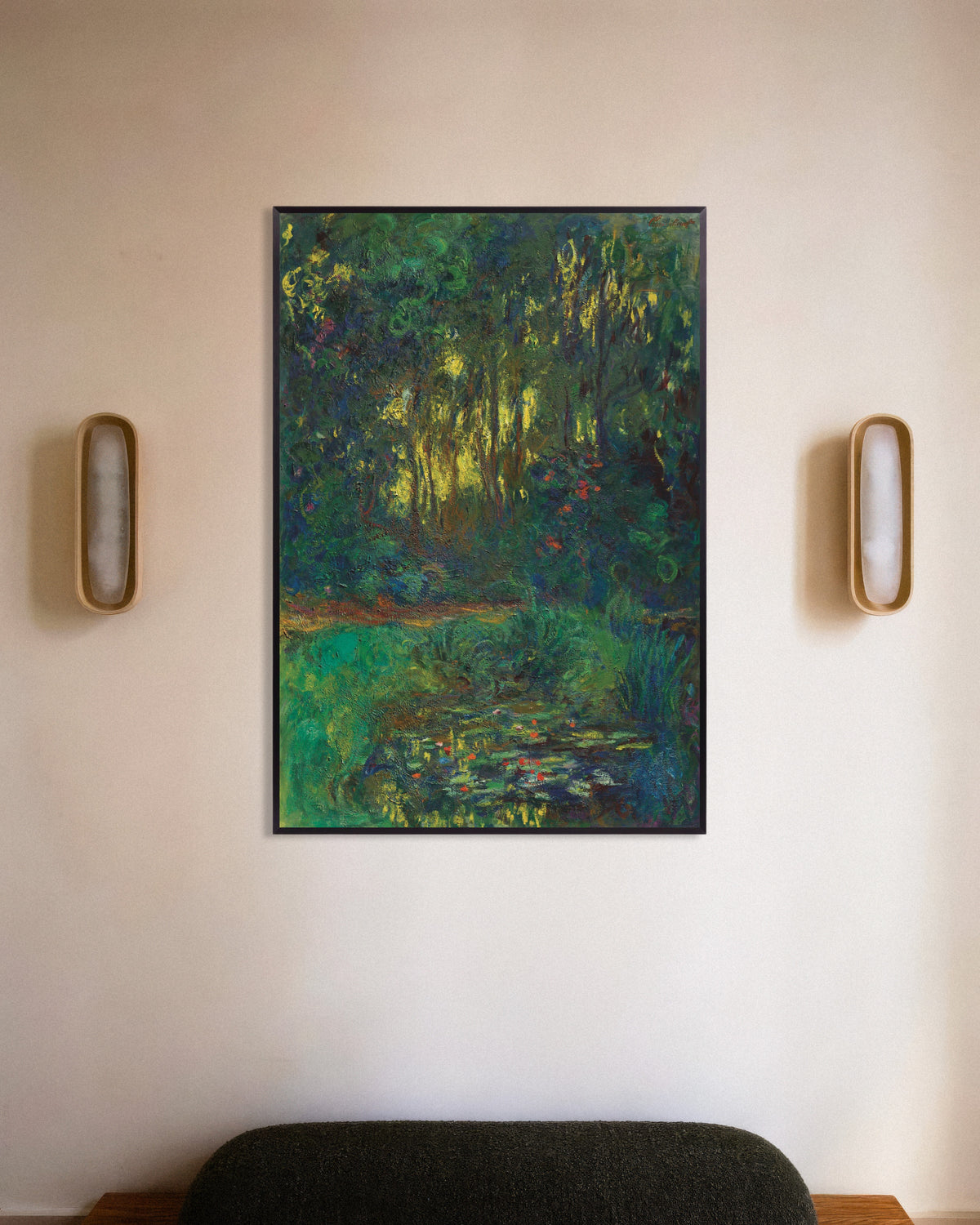 Poster Recanto do Lago dos Nenúfares (1918–1919), de Claude Monet, com moldura de metal