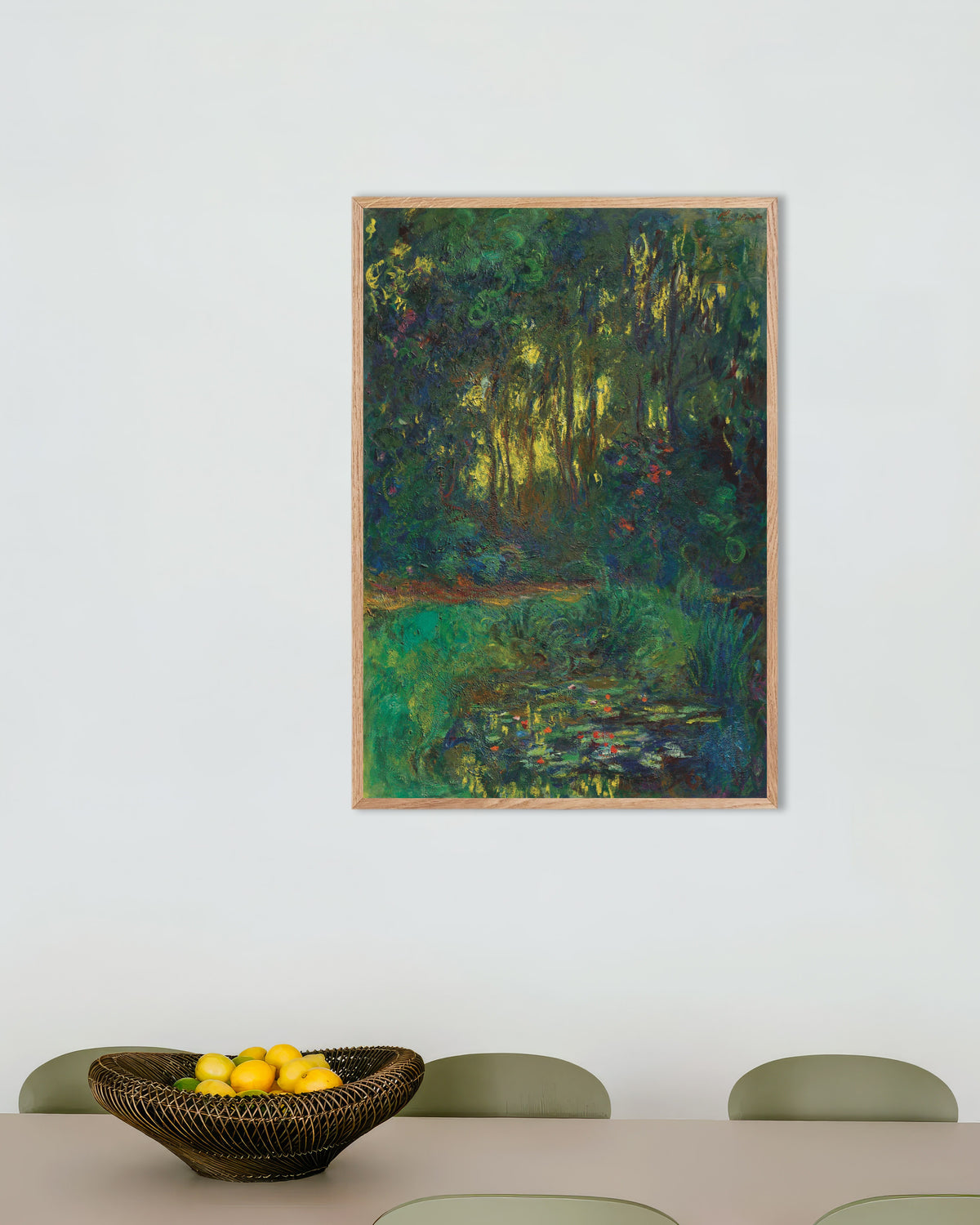 Poster Recanto do Lago dos Nenúfares (1918–1919), de Claude Monet, com moldura de madeira natural