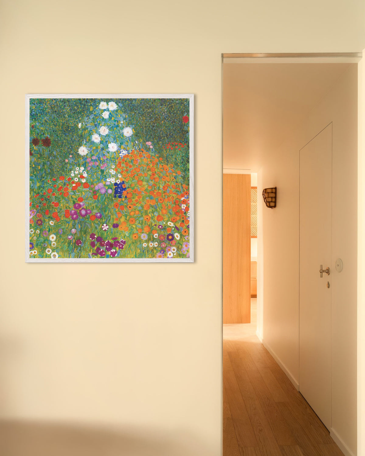 Poster Jardim Rústico (1905–1907), de Gustav Klimt, com moldura de madeira branca