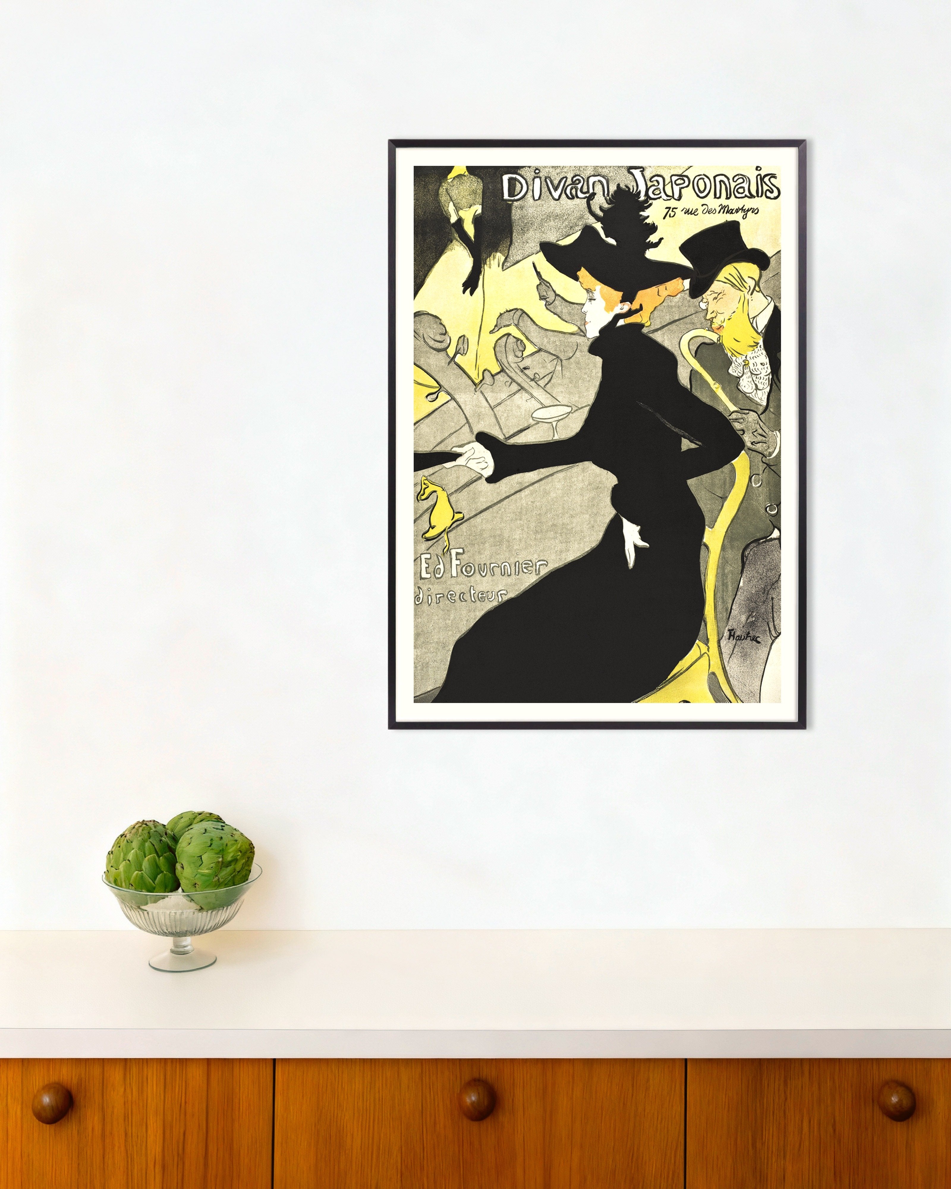 Poster of Divan Japonais (ca. 1892–1893) by Henri de Toulouse-Lautrec, with metal frame