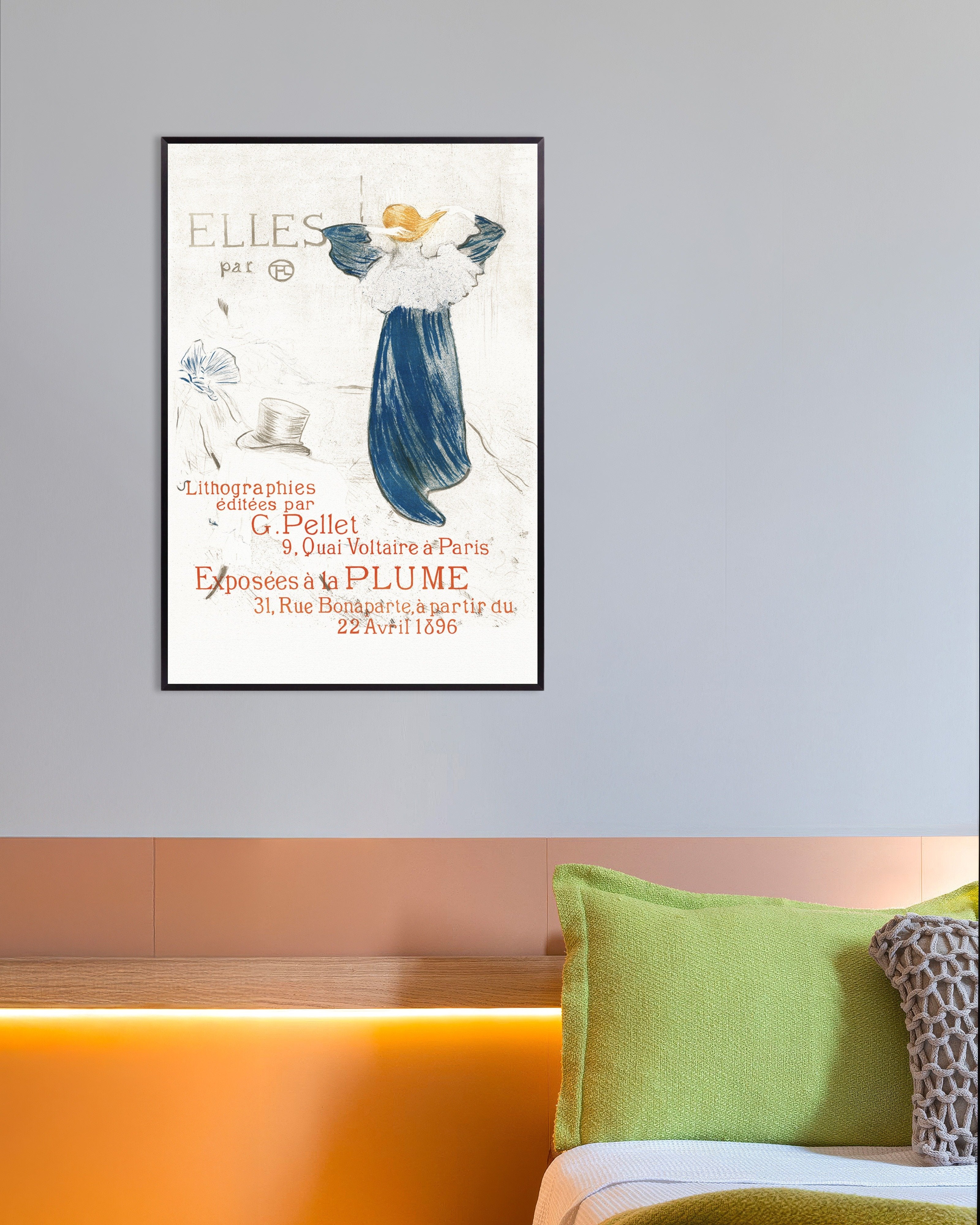 Poster of Elles (Frontispiece) (1896) by Henri de Toulouse-Lautrec Poster, with metal frame