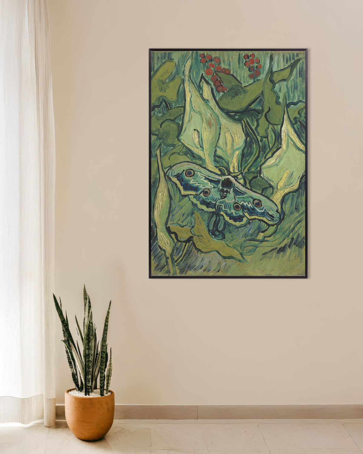 Poster de Traça-imperador (1889), de Vincent van Gogh, com moldura metálica