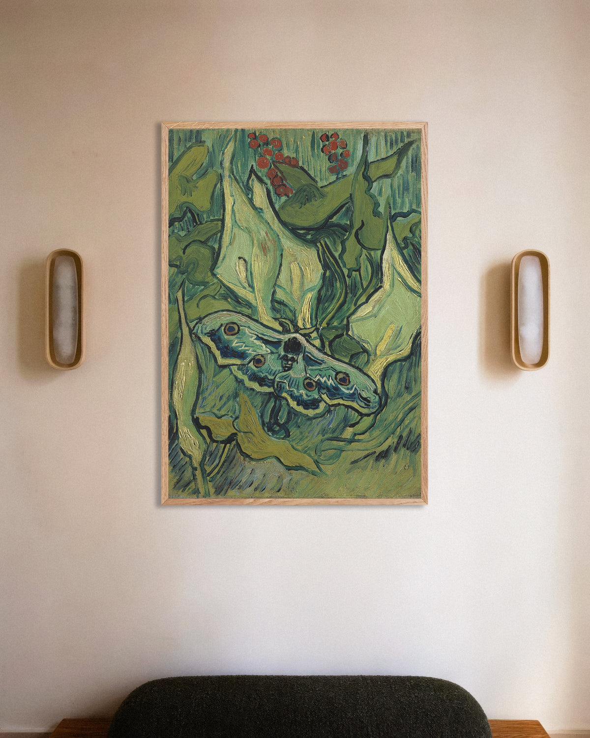 Poster de Traça-imperador (1889), de Vincent van Gogh, com moldura de madeira natural