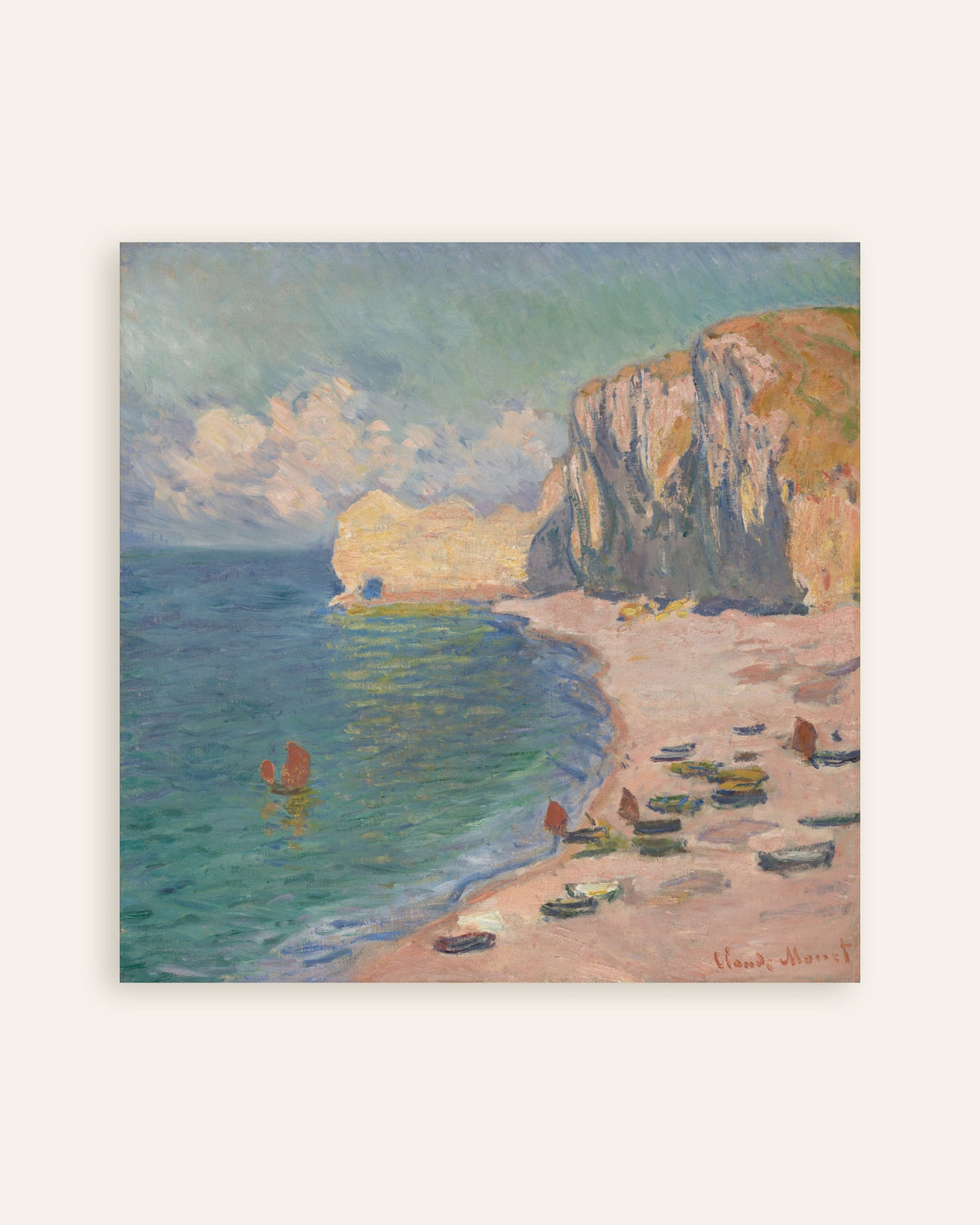 Poster Étretat, a Praia e a Falésia de Amont (1885), de Claude Monet, miniatura