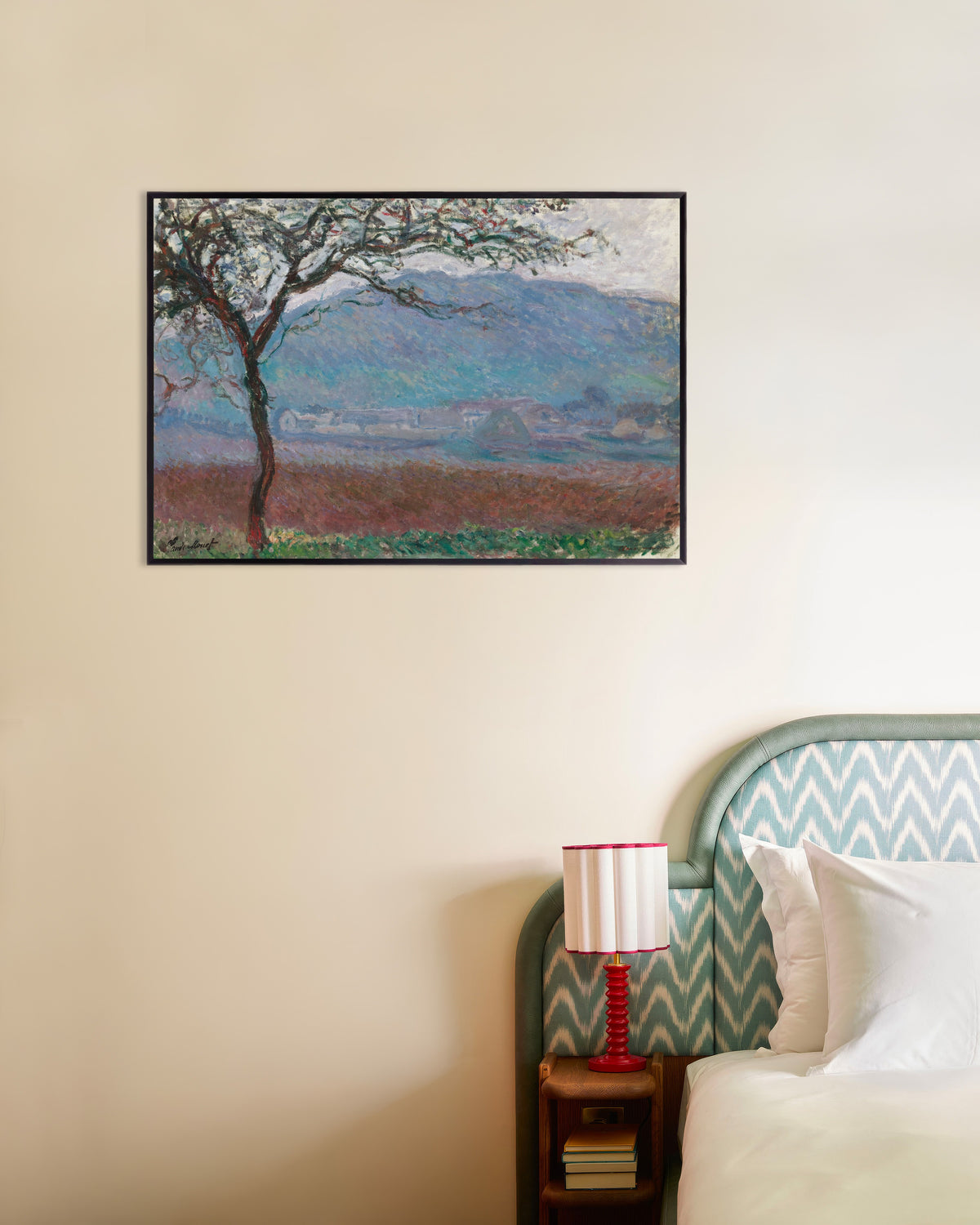 Poster Campo em Giverny (1887), de Claude Monet, com moldura de metal