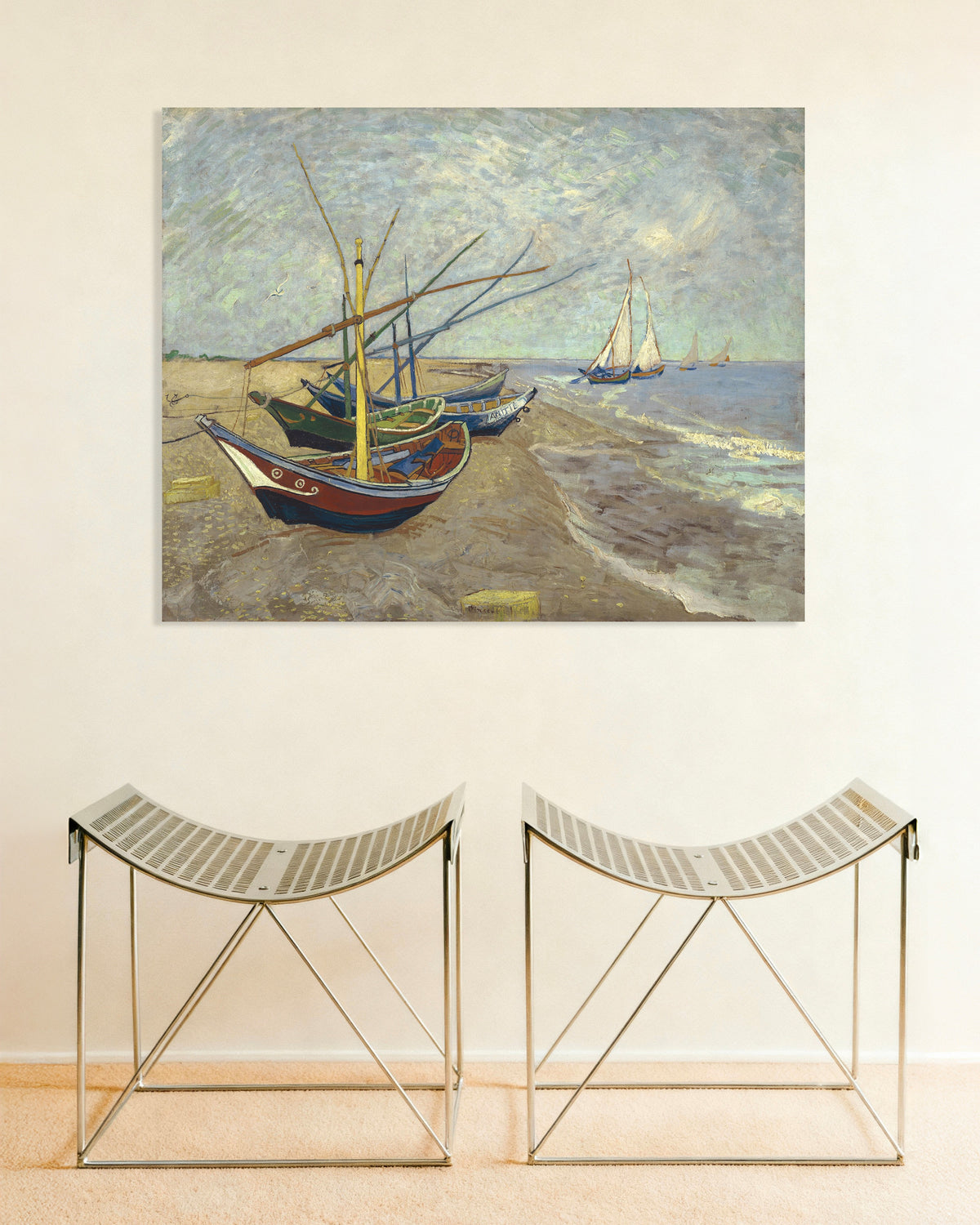 Poster de Barcos de pesca na praia de Les Saintes-Maries-de-la-Mer (1888), de Vincent van Gogh