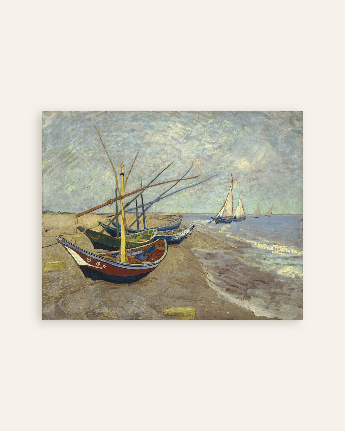 Poster de Barcos de pesca na praia de Les Saintes-Maries-de-la-Mer (1888), de Vincent van Gogh, em miniatura