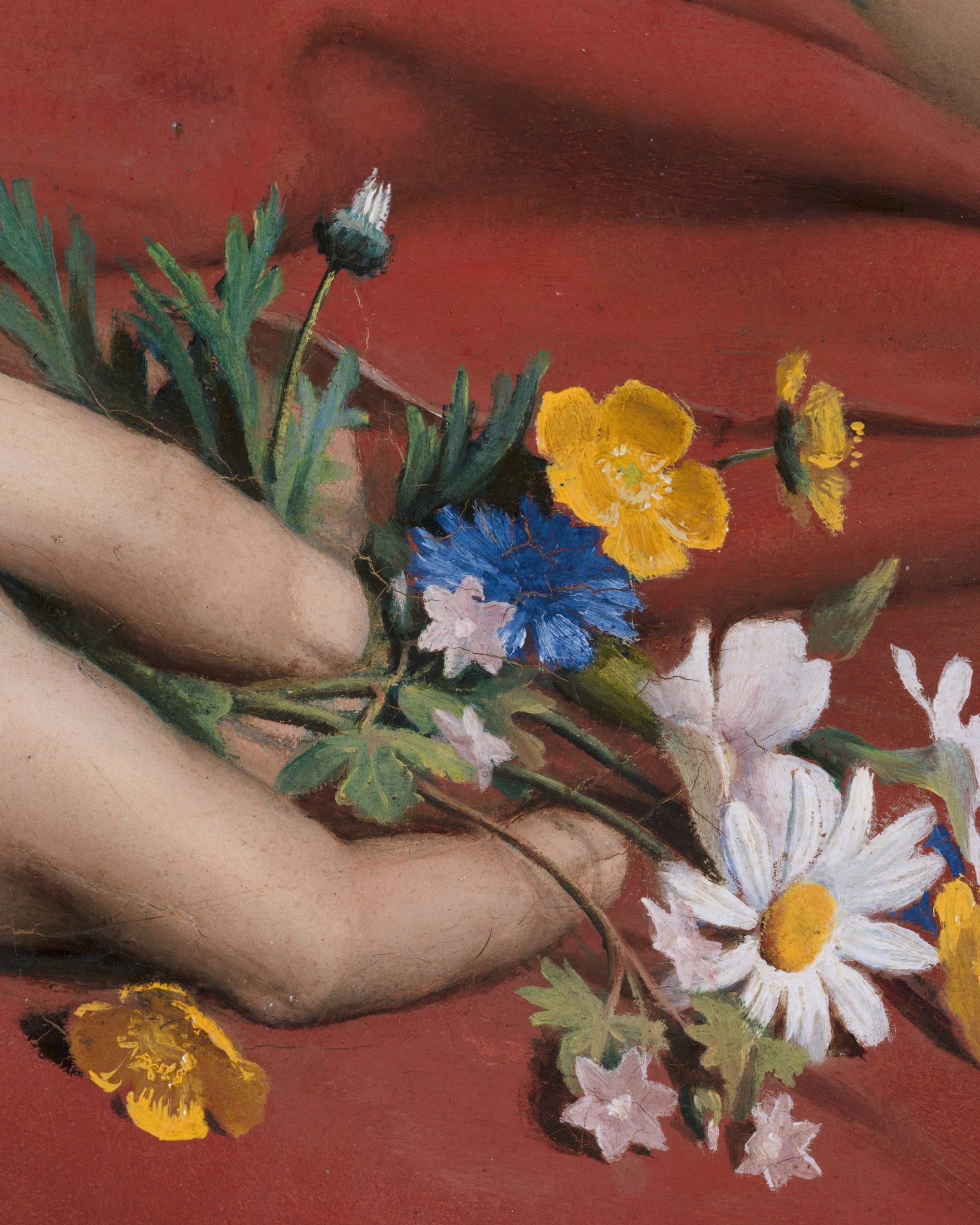 Louis Janmot "Fleur des Champs" Detalhe das Mãos - Impressões de Arte Buquê de Flores Silvestres Poster