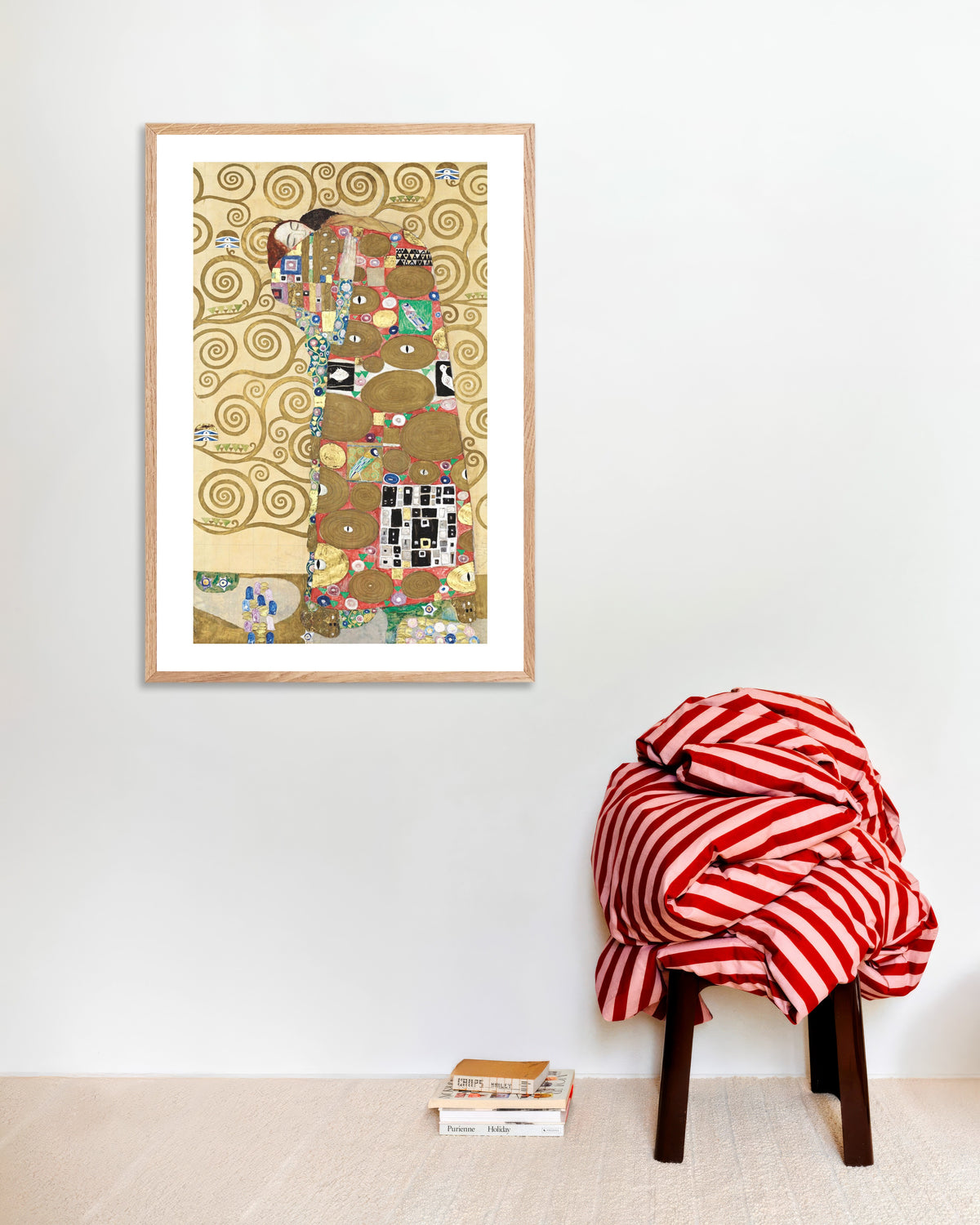Poster de Realização, Friso Stoclet (1910–1911), de Gustav Klimt, com moldura de madeira natural