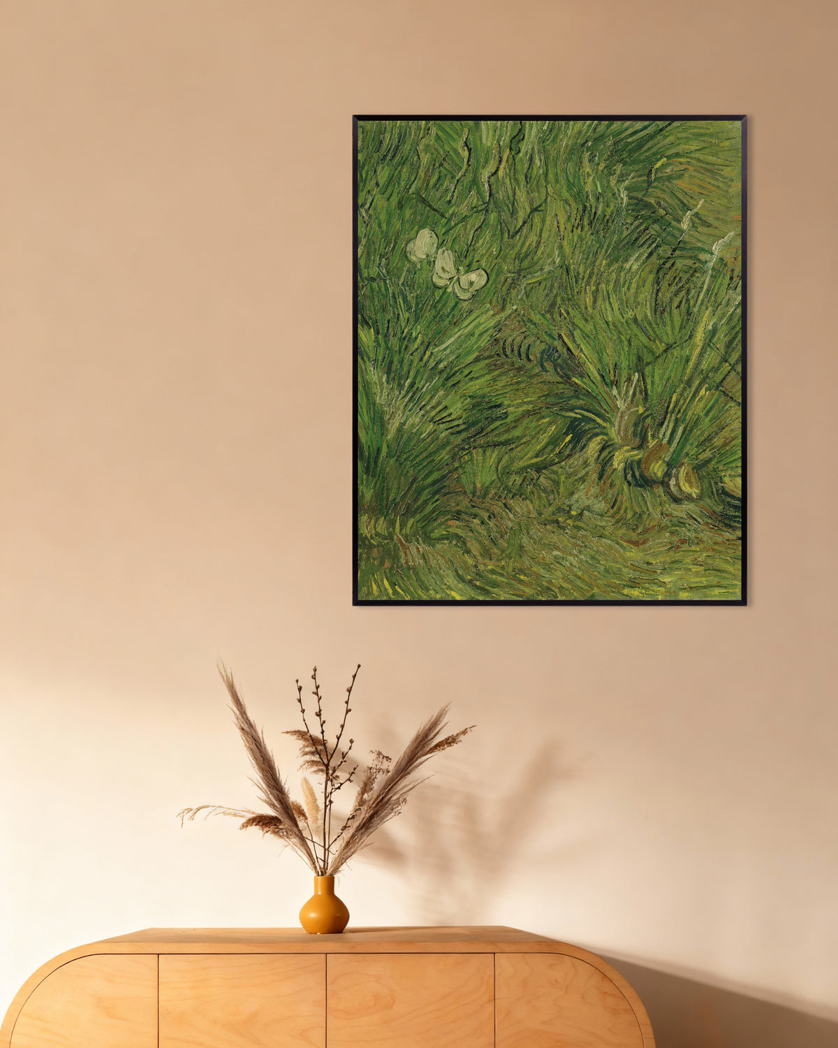 Poster de Jardim com Borboletas (1889), de Vincent van Gogh, com moldura metálica