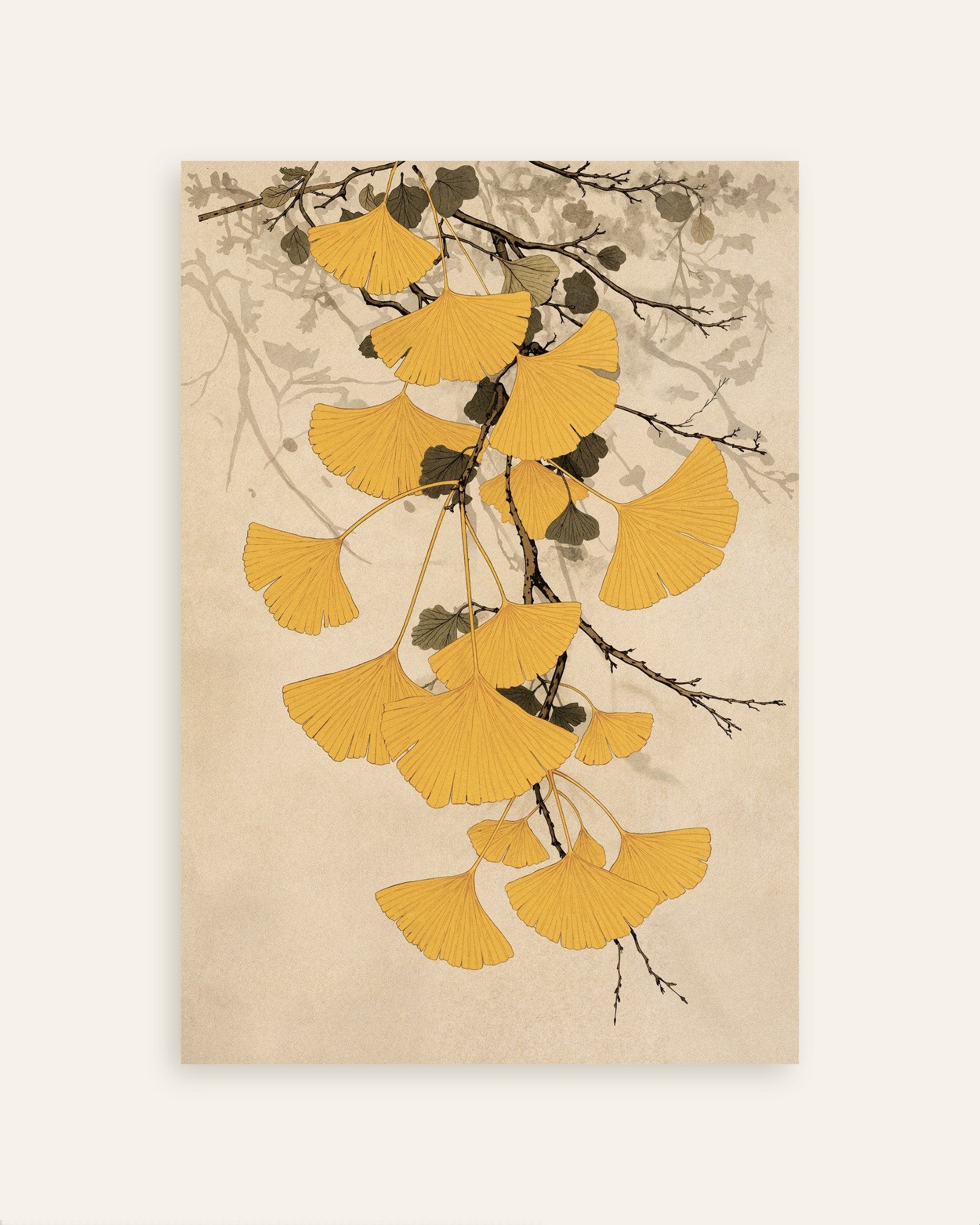 Poster of Ginkgo Biloba Branch Japanese Botanical Poster, thumbnail