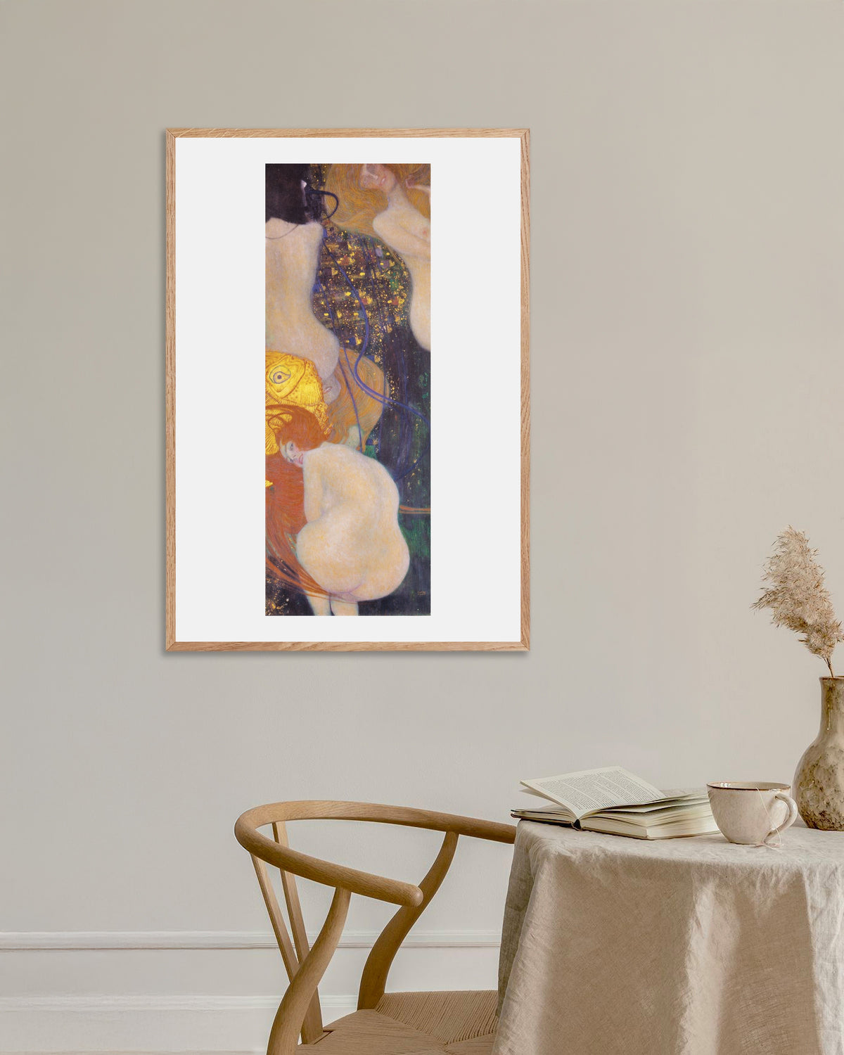 Poster Peixes Dourados (1901–1902), de Gustav Klimt, com moldura de madeira natural