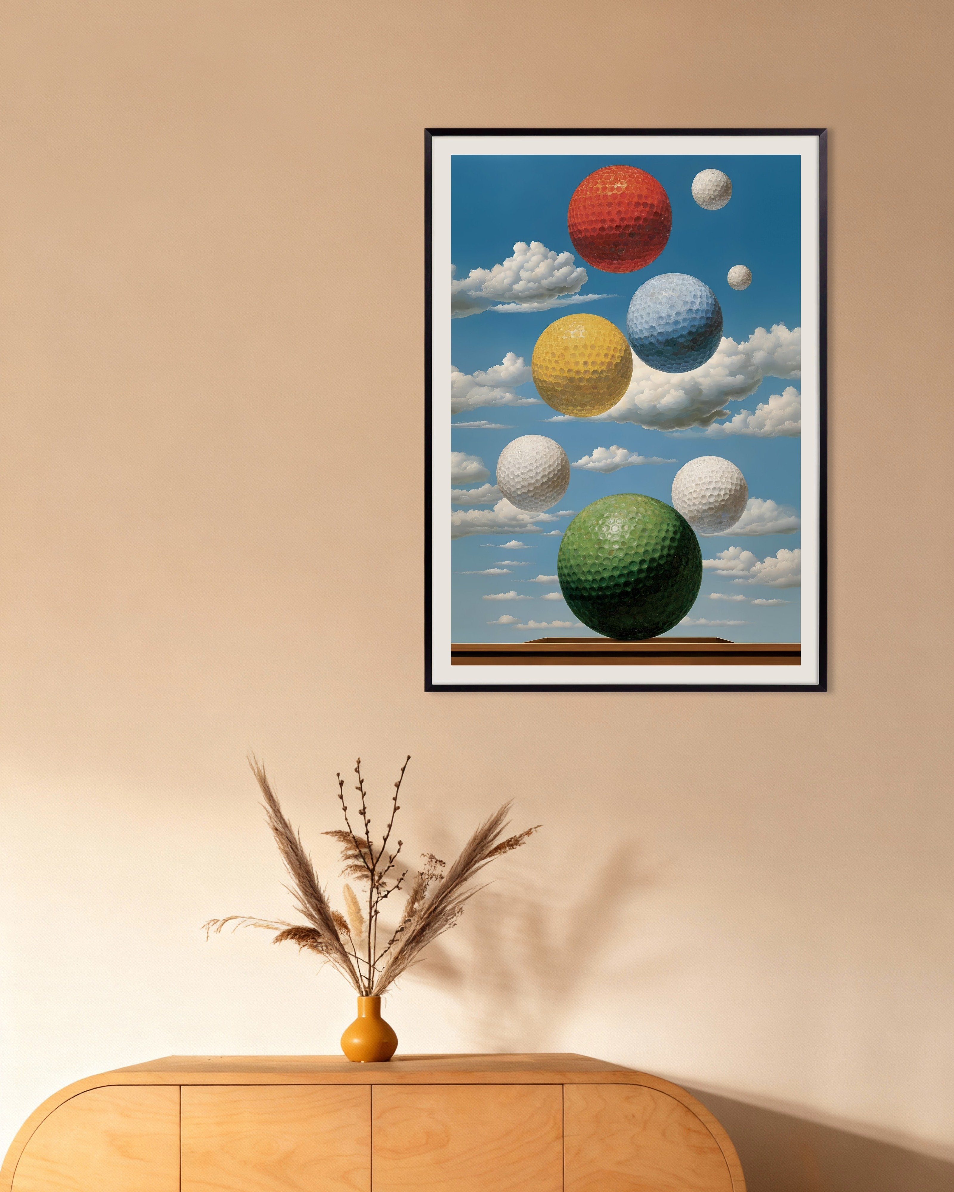 Poster of Golf worlds – Surreal sky poster, with metal frame