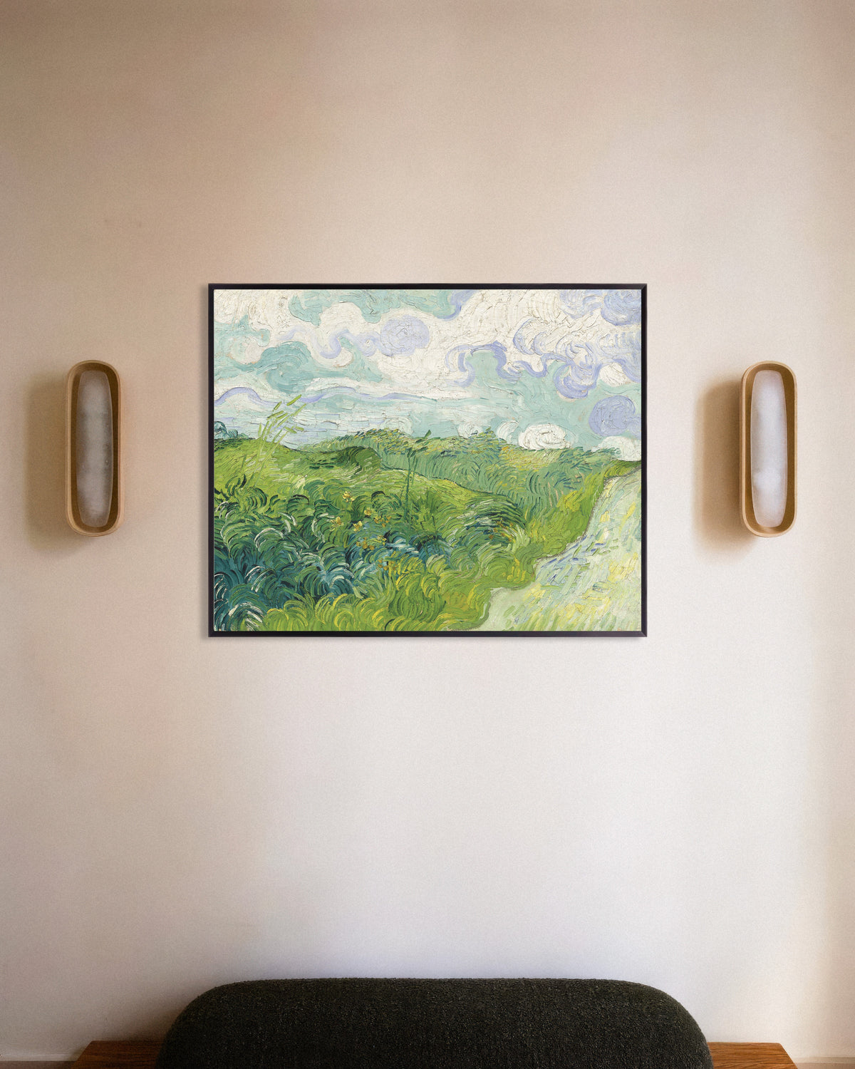 Poster de Campos de trigo verde, Auvers (1890), de Vincent van Gogh, com moldura metálica