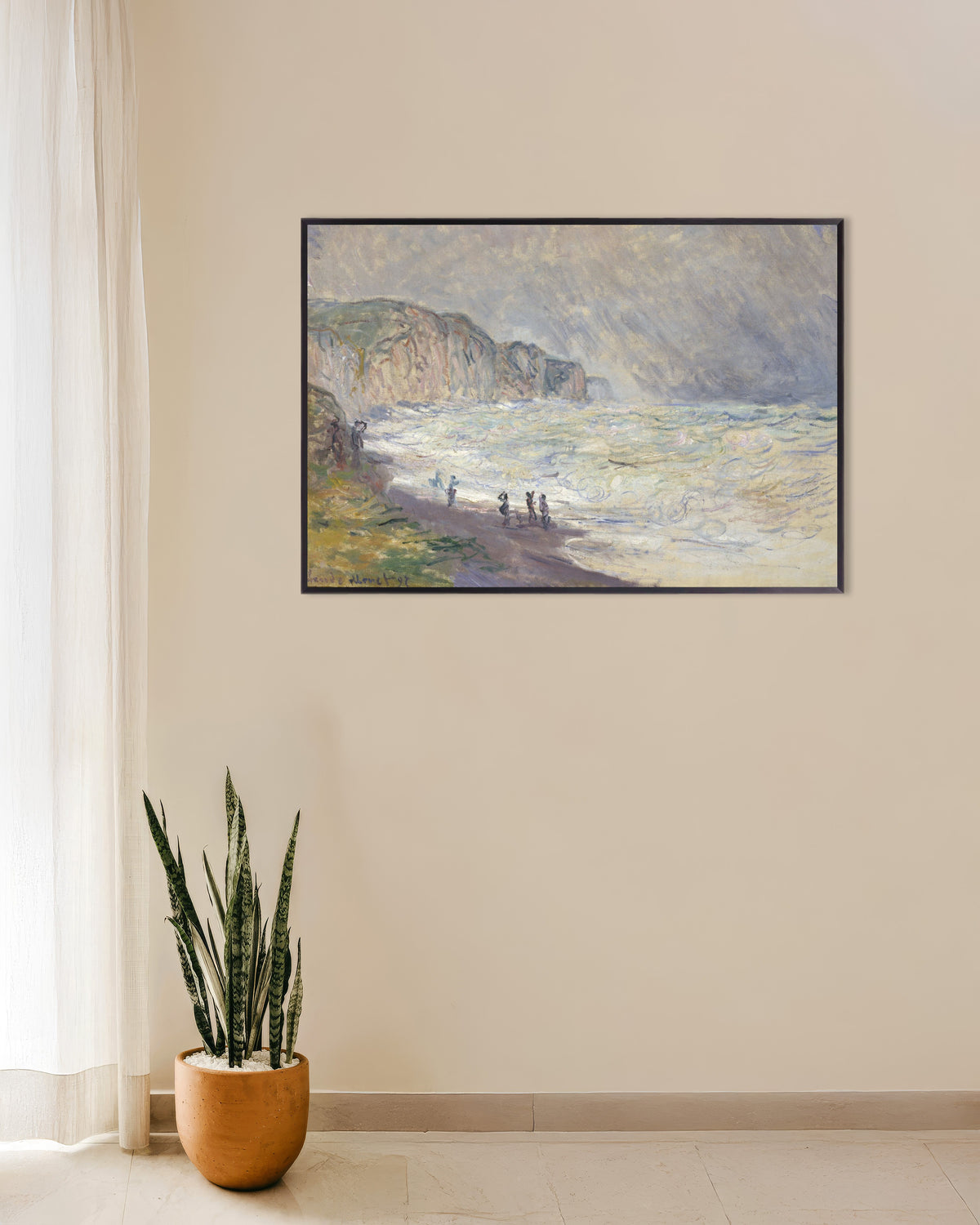 Poster Mar Grosso em Pourville (1897), de Claude Monet, com moldura de metal