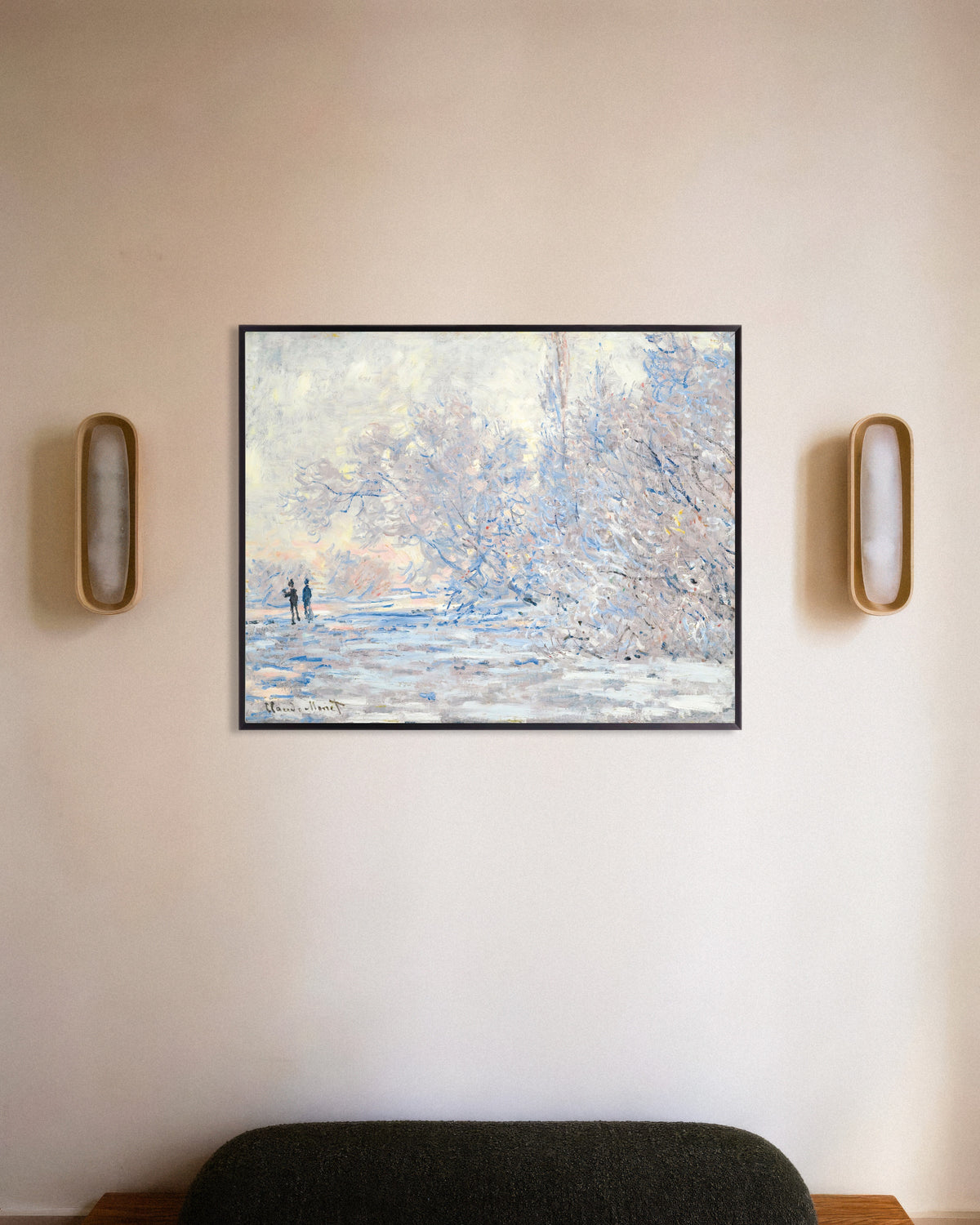 Poster Geada em Giverny (1885), de Claude Monet, com moldura de metal