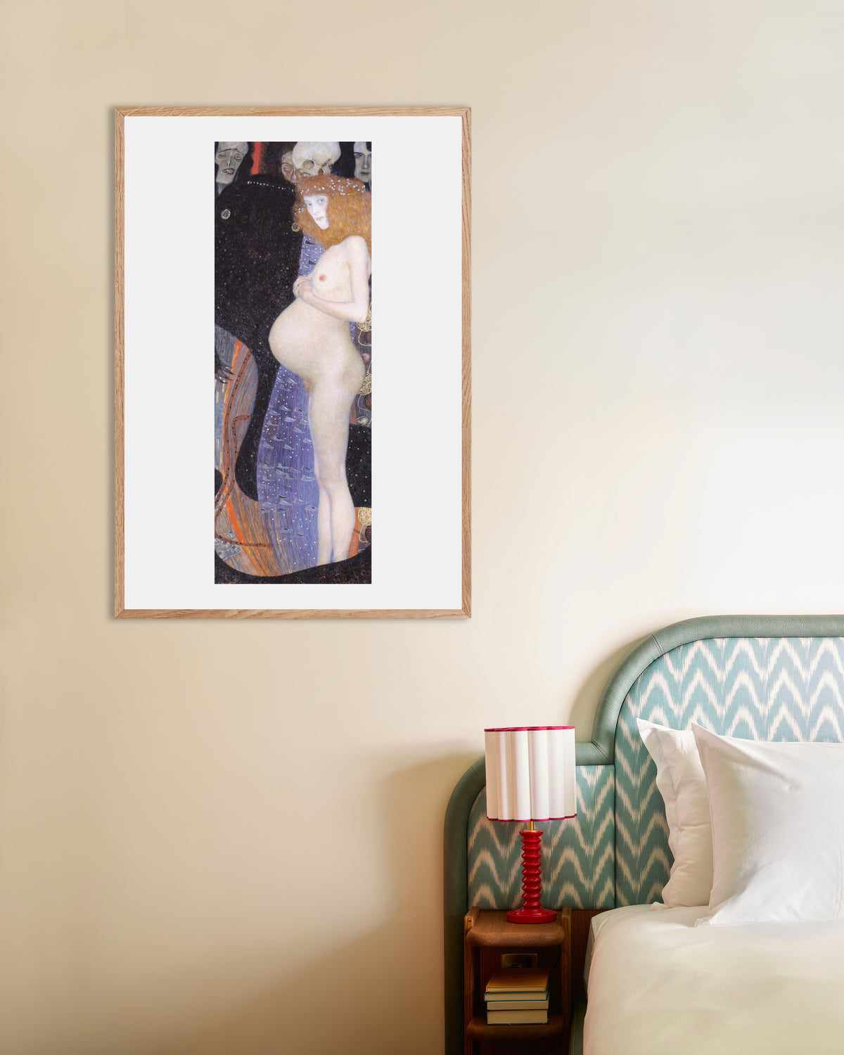 Poster A Esperança I (1903), de Gustav Klimt, com moldura de madeira natural