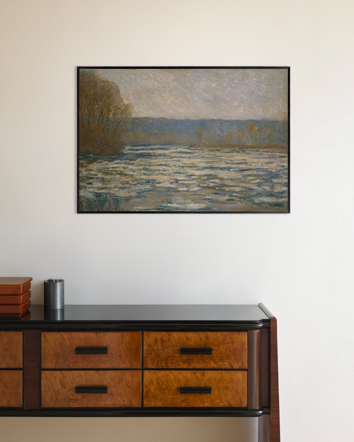 Poster Degelo no Sena perto de Bennecourt (1893), de Claude Monet, com moldura de metal