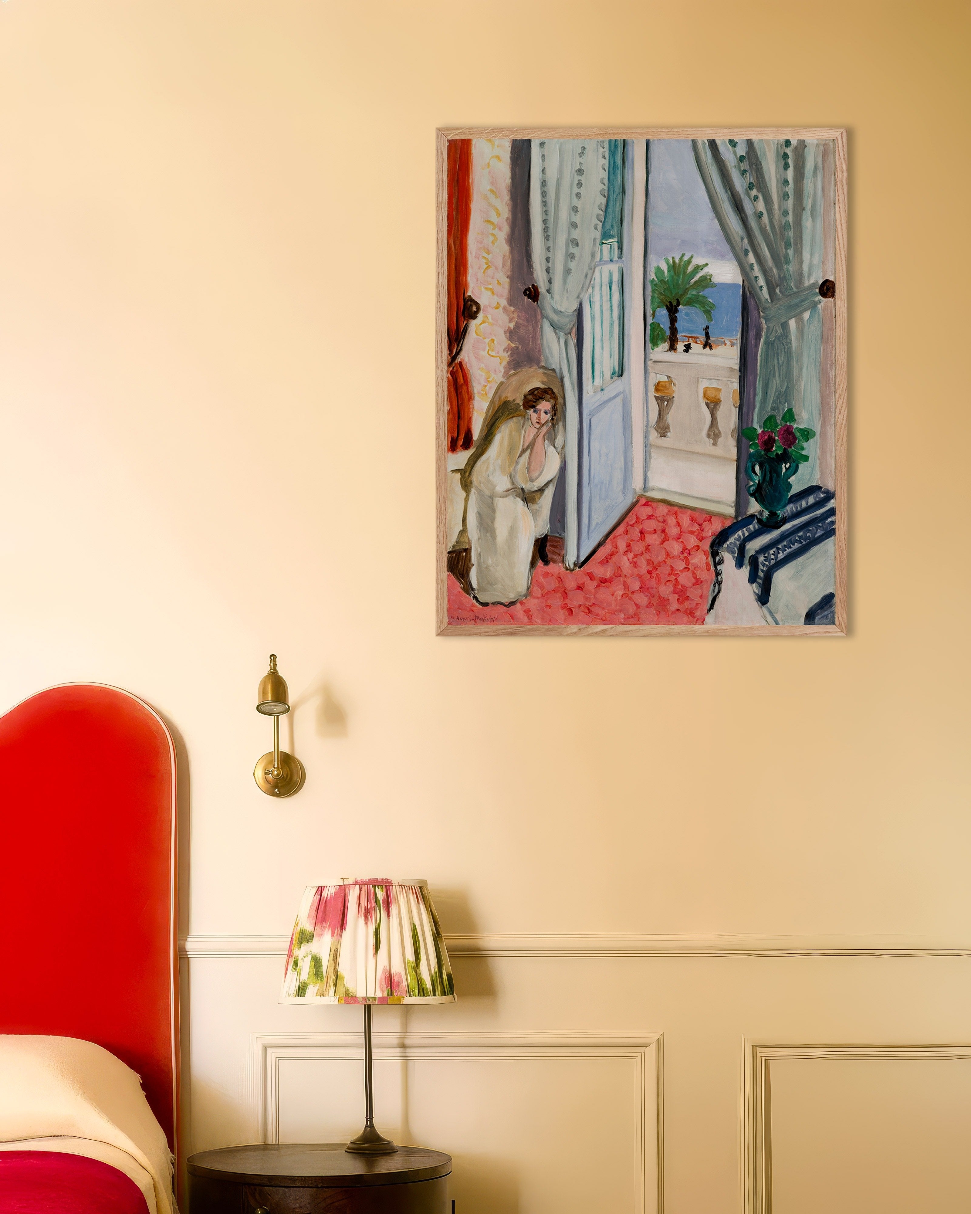 Poster of Interior at Nice (ca. 1919) by Henri Matisse, with natural wooden frame