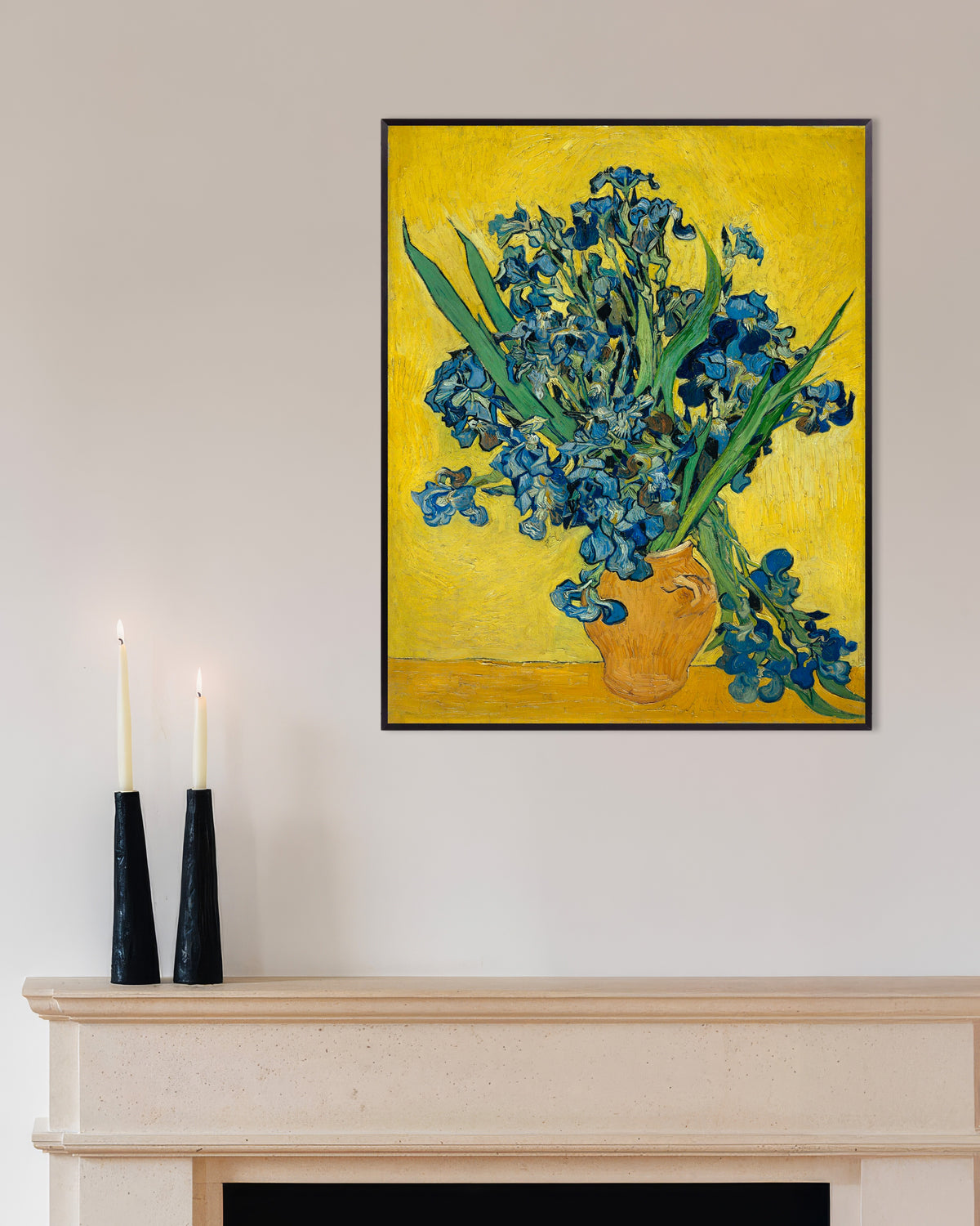 Poster de Íris numa jarra (1890), de Vincent van Gogh, com moldura metálica