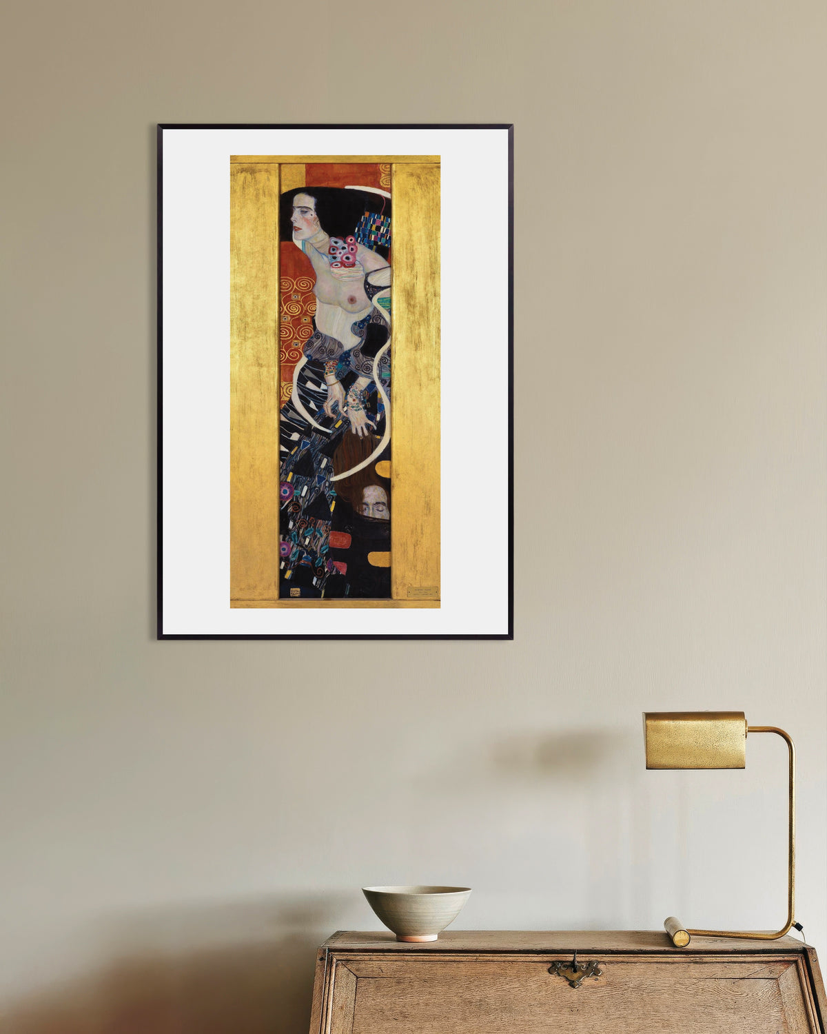 Poster Judite II (1909), de Gustav Klimt, com moldura de metal
