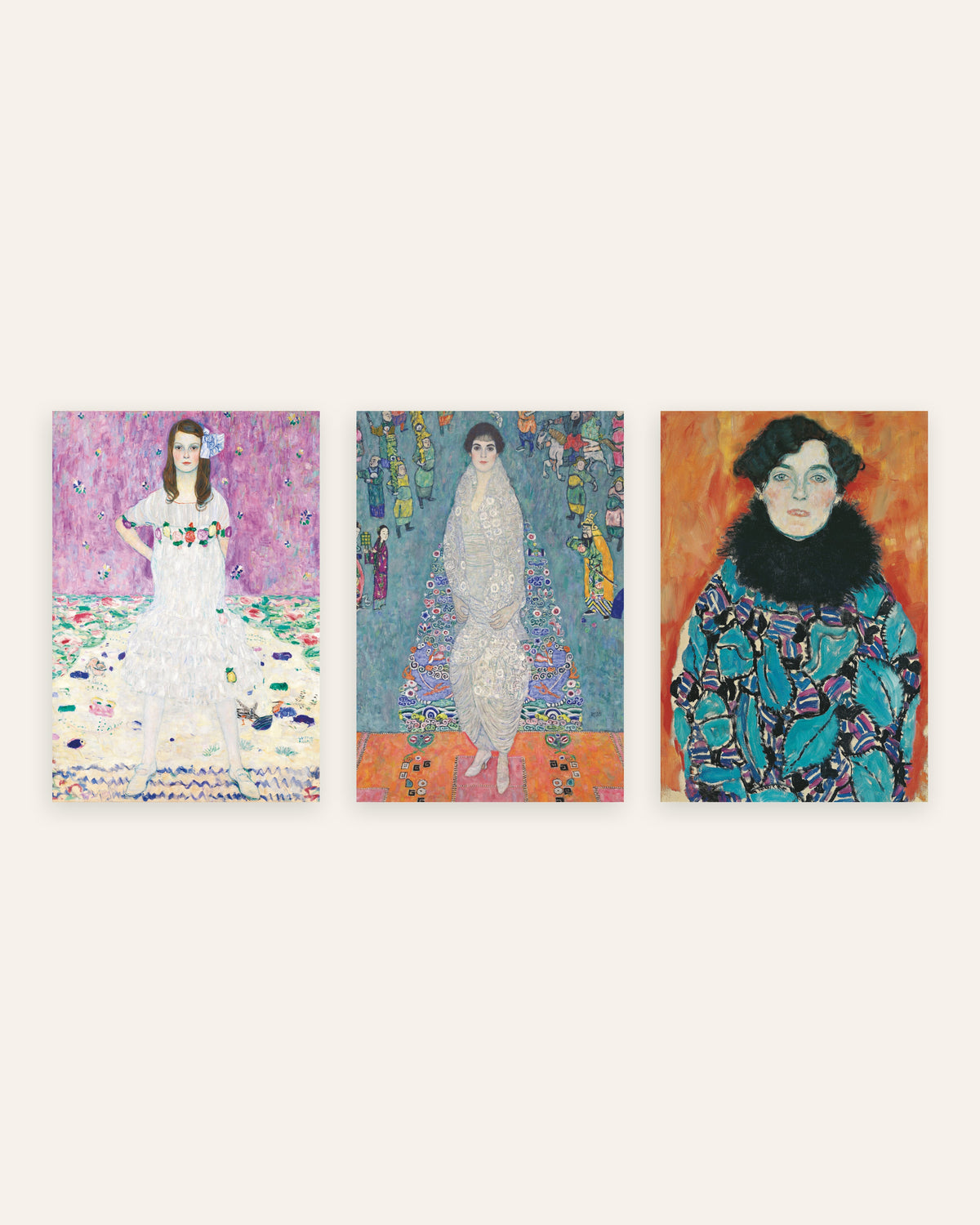 Posters de Klimt, conjunto de 3 retratos: Mäda Primavesi, Elisabeth Lederer e Johanna Staude, sem moldura