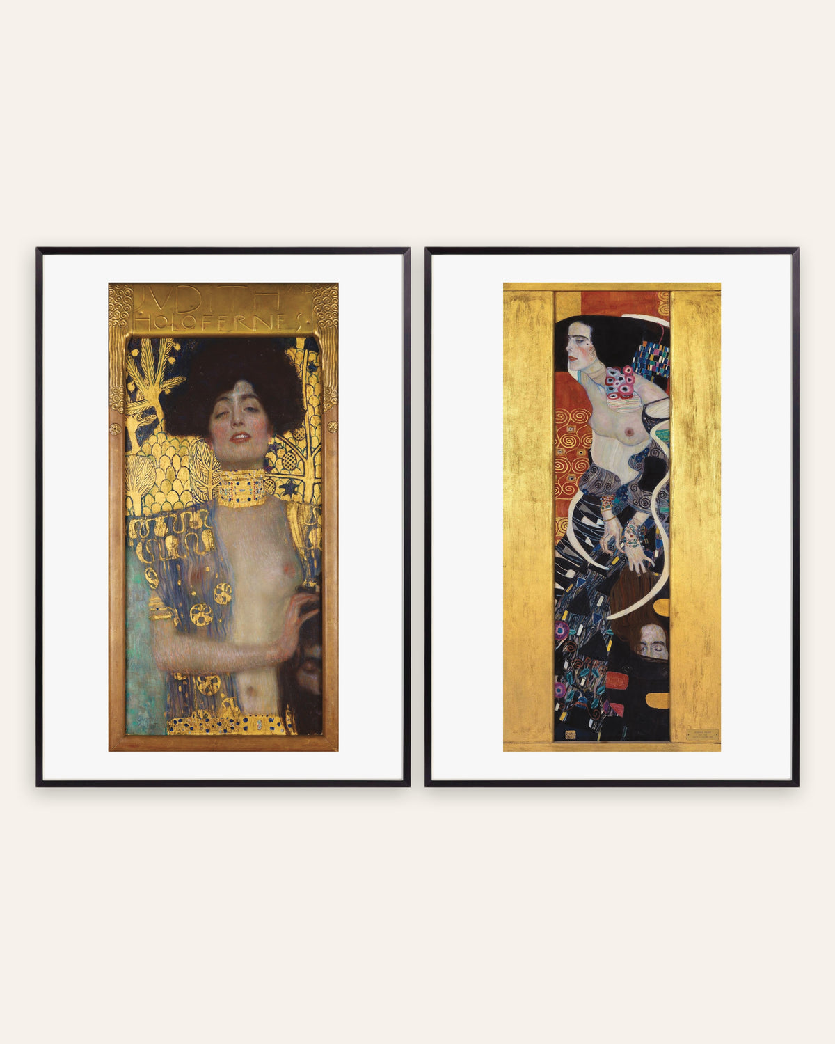 Posters de Klimt, conjunto de 2: Judite I e Judite II, com molduras de metal preto