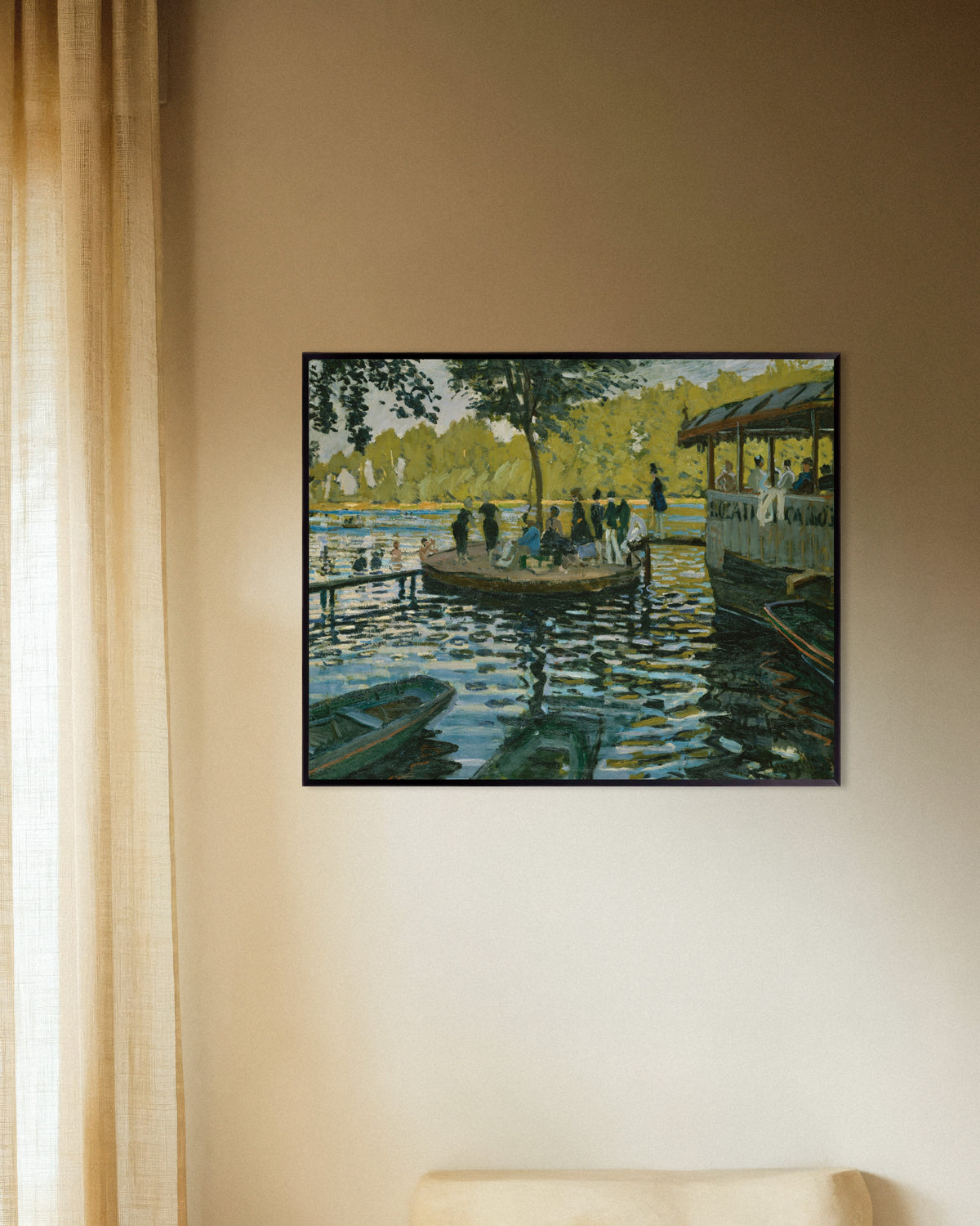 Poster La Grenouillère (1869), de Claude Monet, com moldura de metal