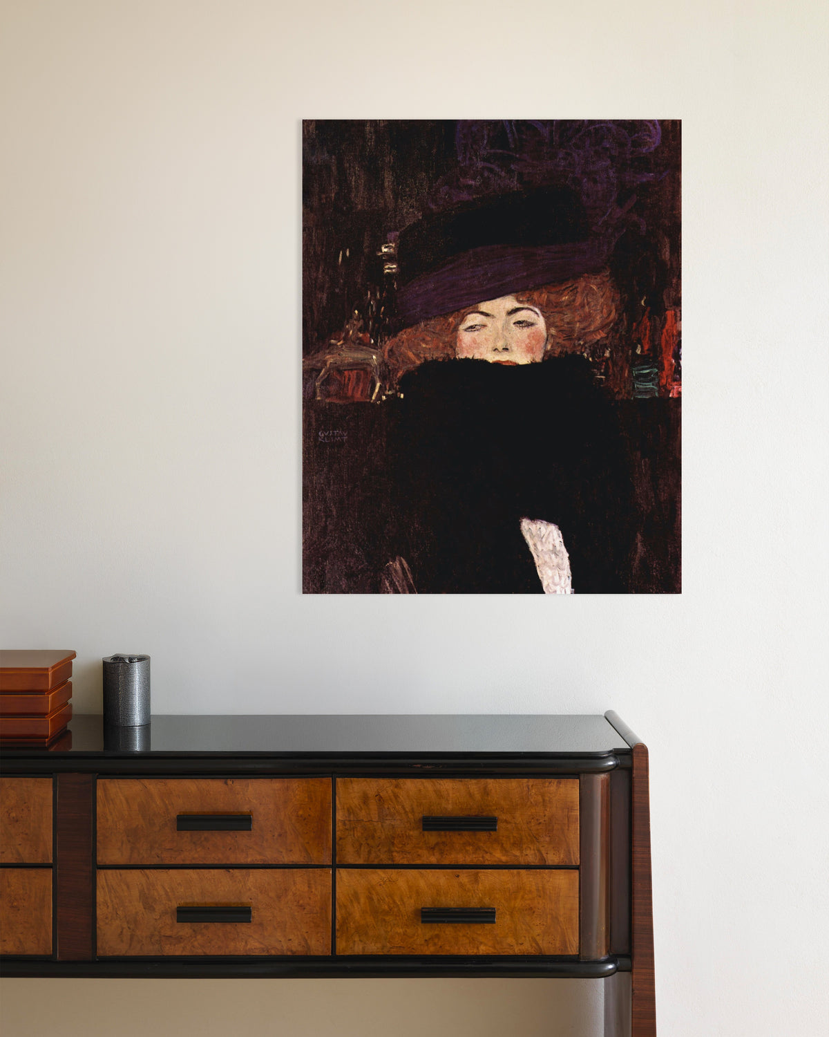 Poster de Senhora com chapéu e boá de plumas (1909), de Gustav Klimt
