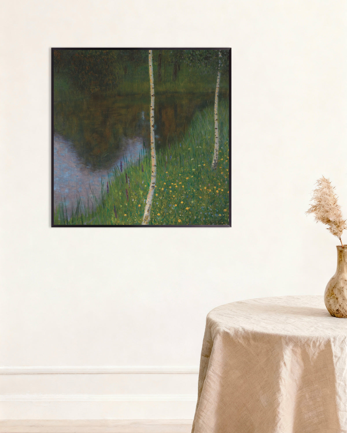 Poster Margem do Lago com Bétulas (c. 1901), de Gustav Klimt, com moldura de metal